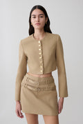 Button Up Cropped Jacket - Taupe