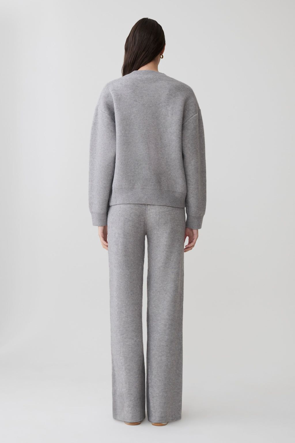 Knit Wide Leg Pants - Grey Marle