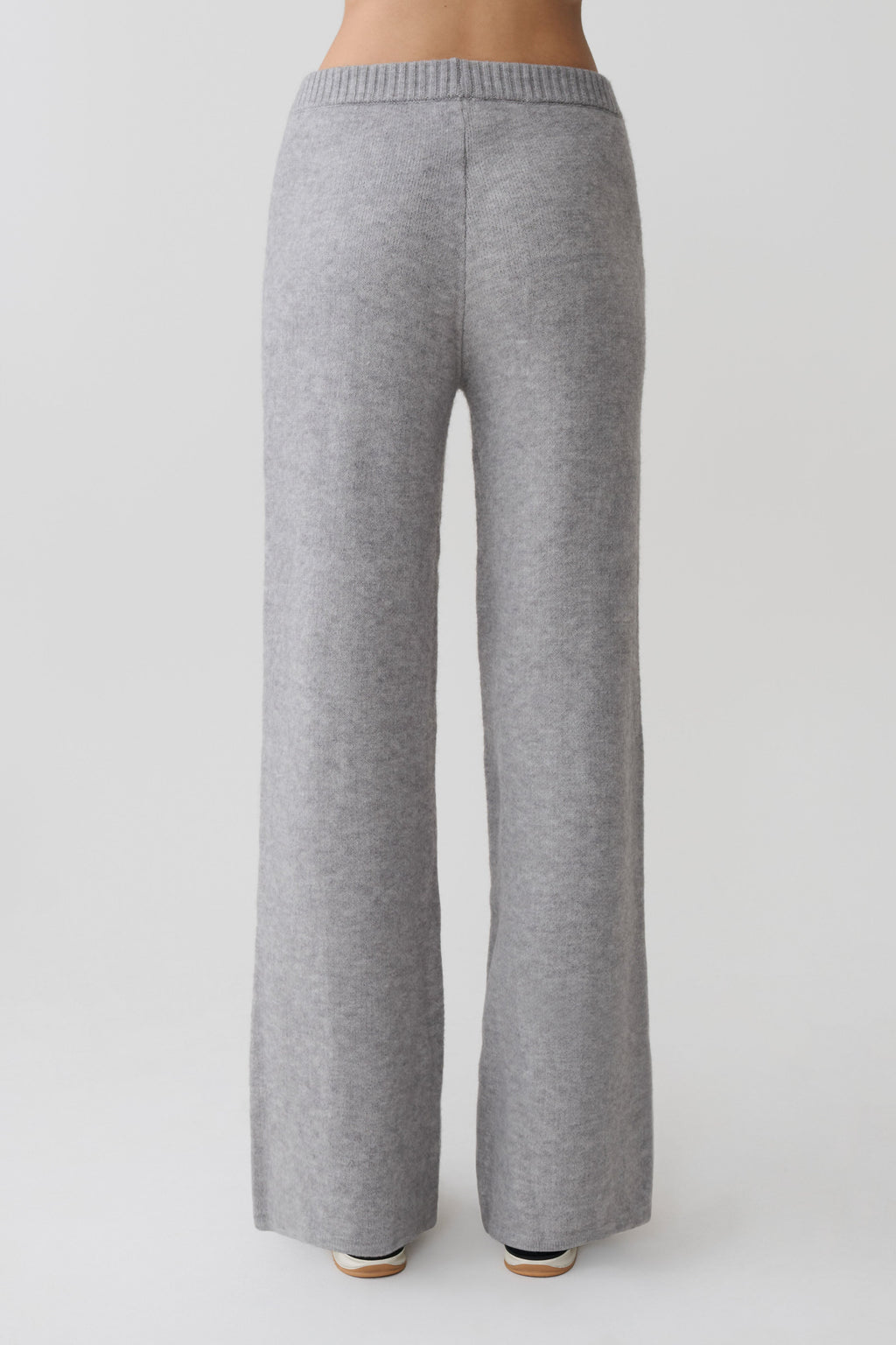 Knit Wide Leg Pants - Grey Marle