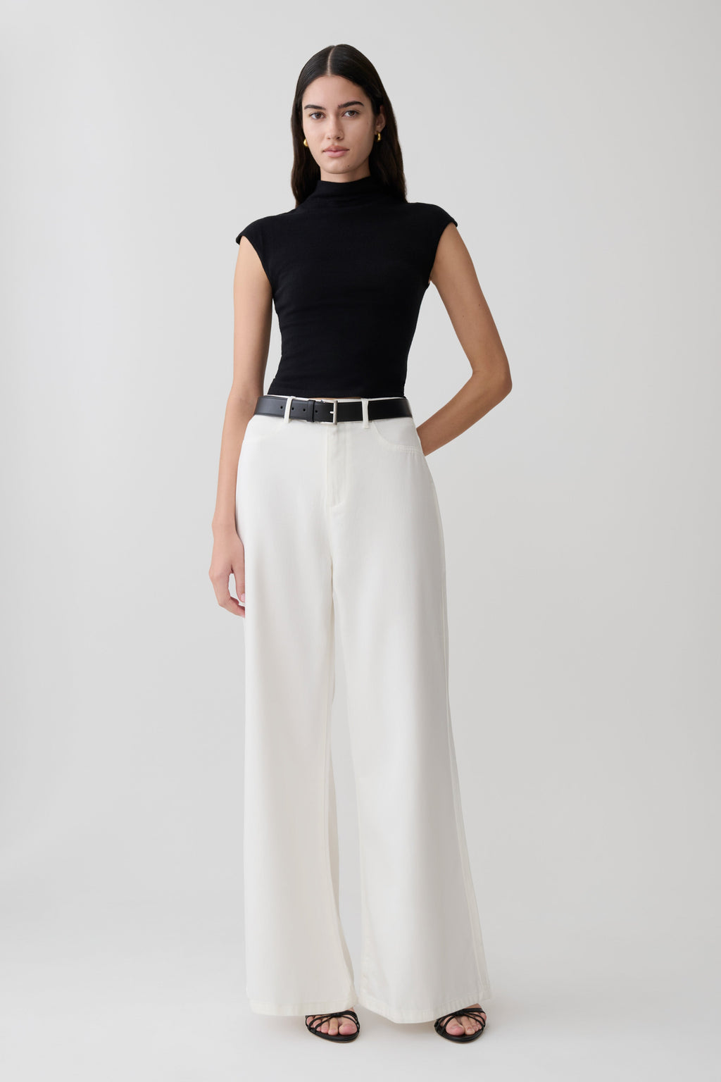 Wide Leg Denim Jeans - White