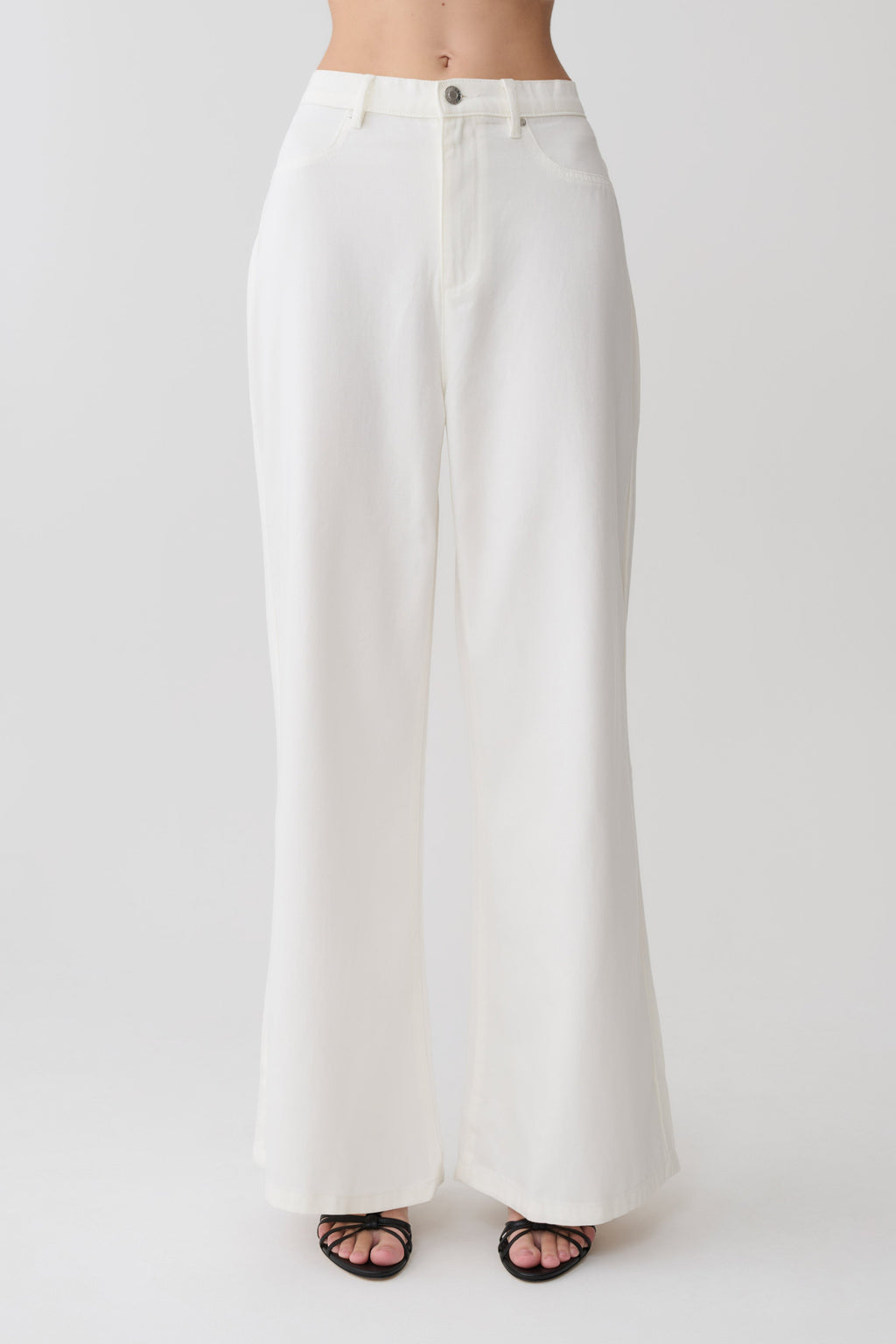 Wide Leg Denim Jeans - White