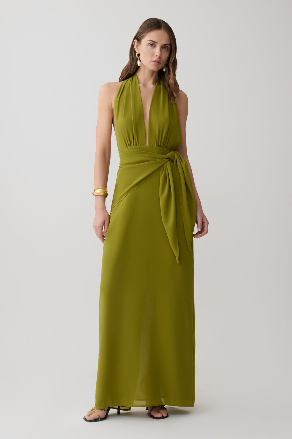 Halter Maxi Dress - Olive