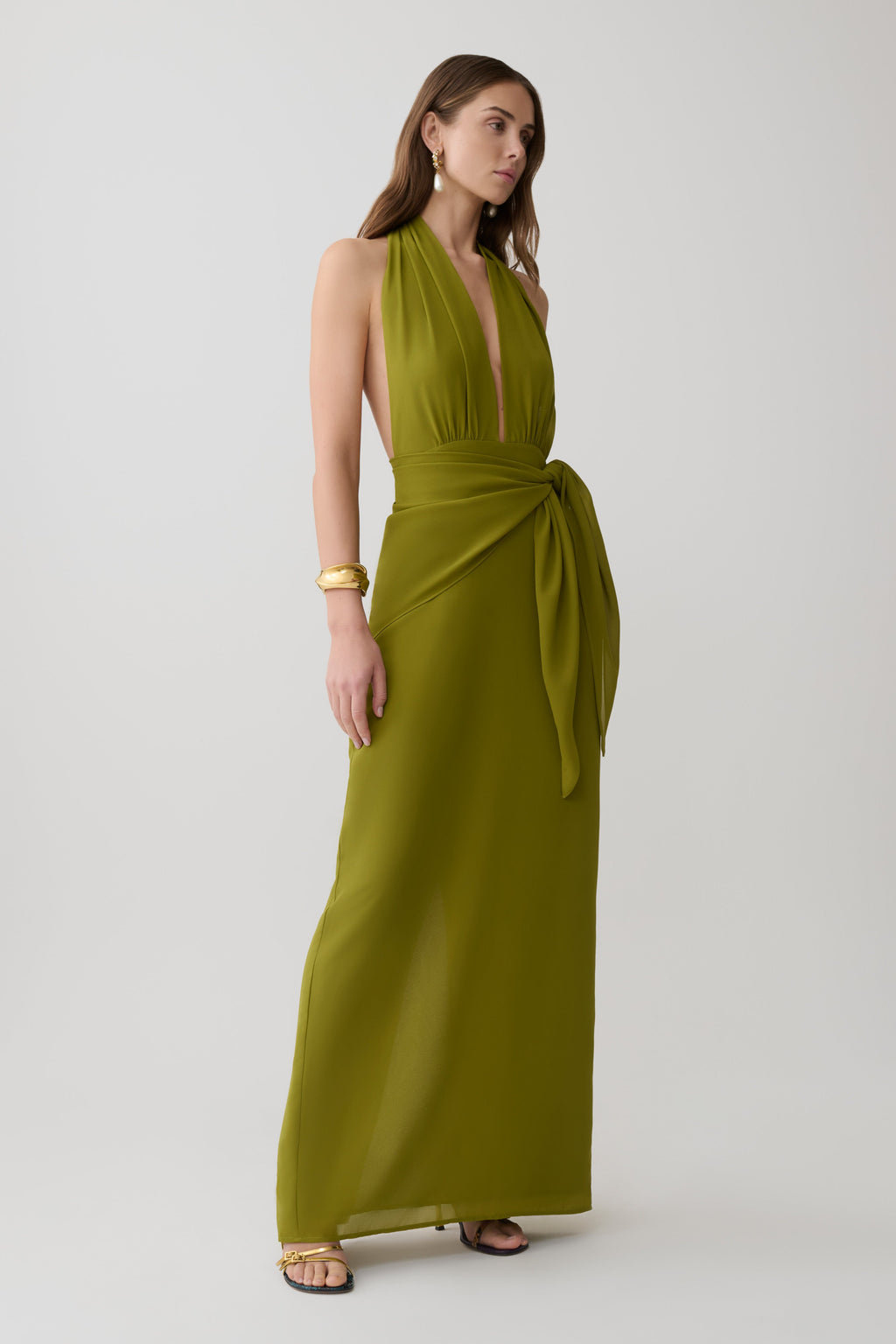 Halter Maxi Dress - Olive