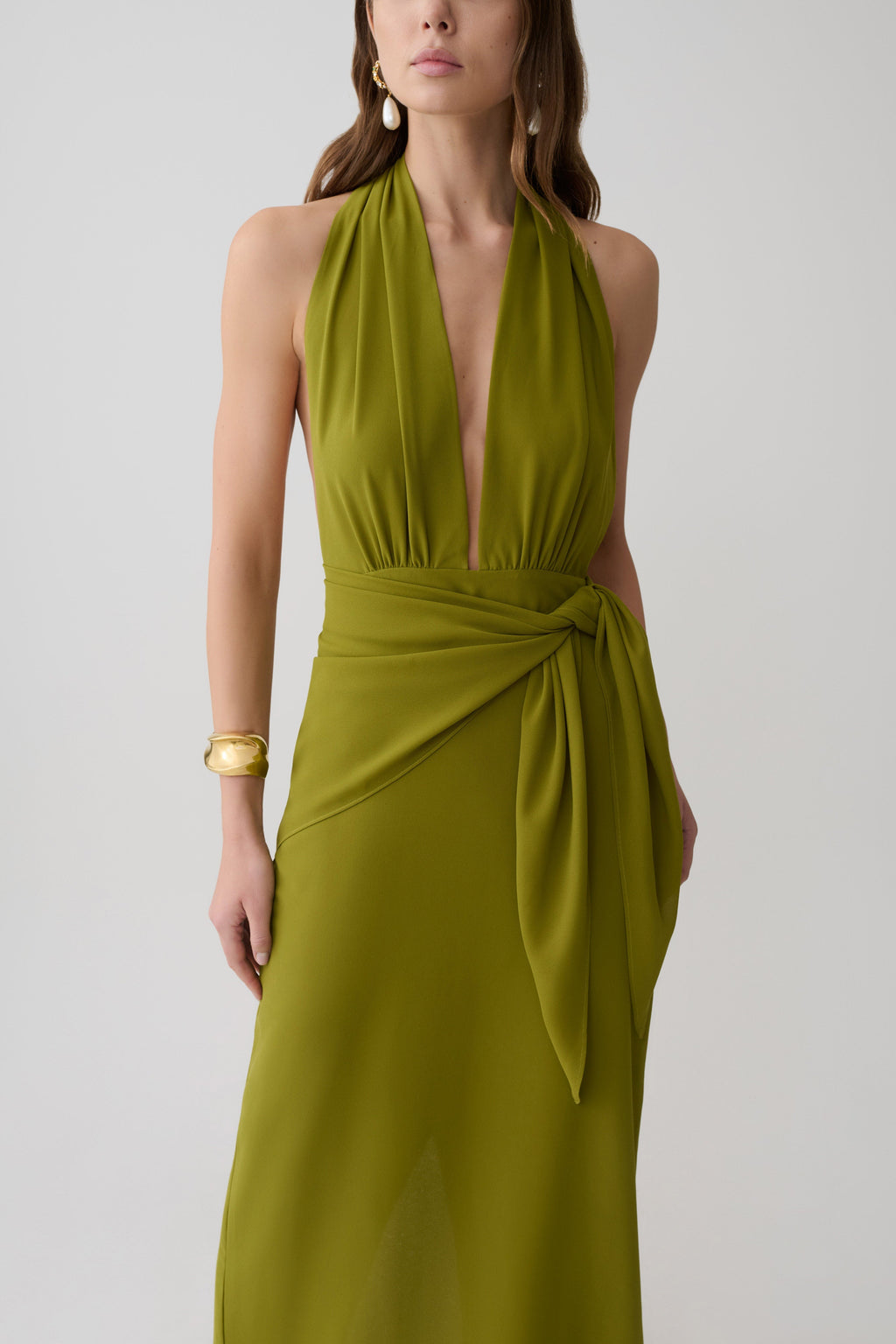 Halter Maxi Dress - Olive