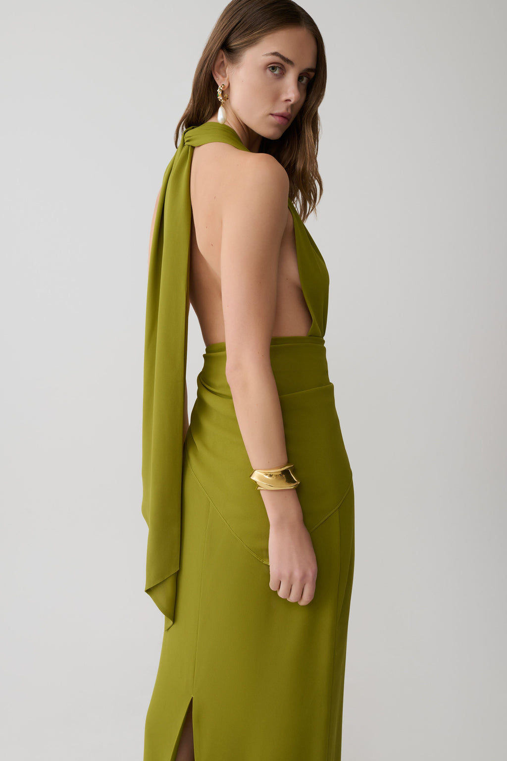 Halter Maxi Dress - Olive