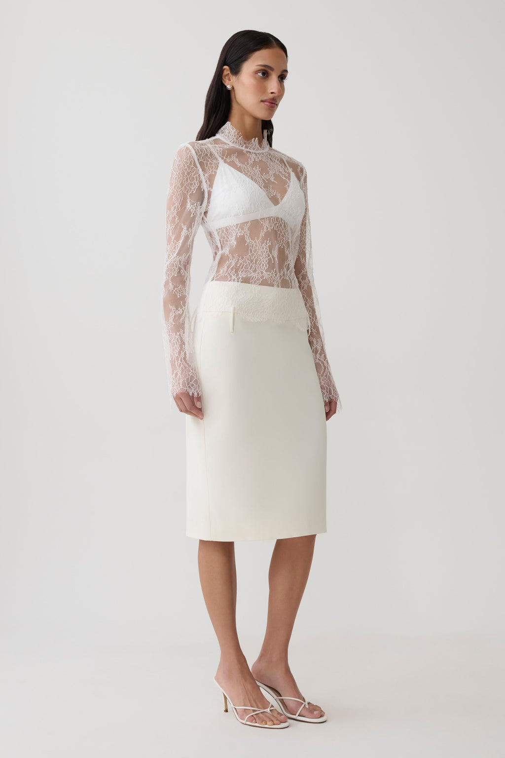 Suiting Midi Skirt - Ivory