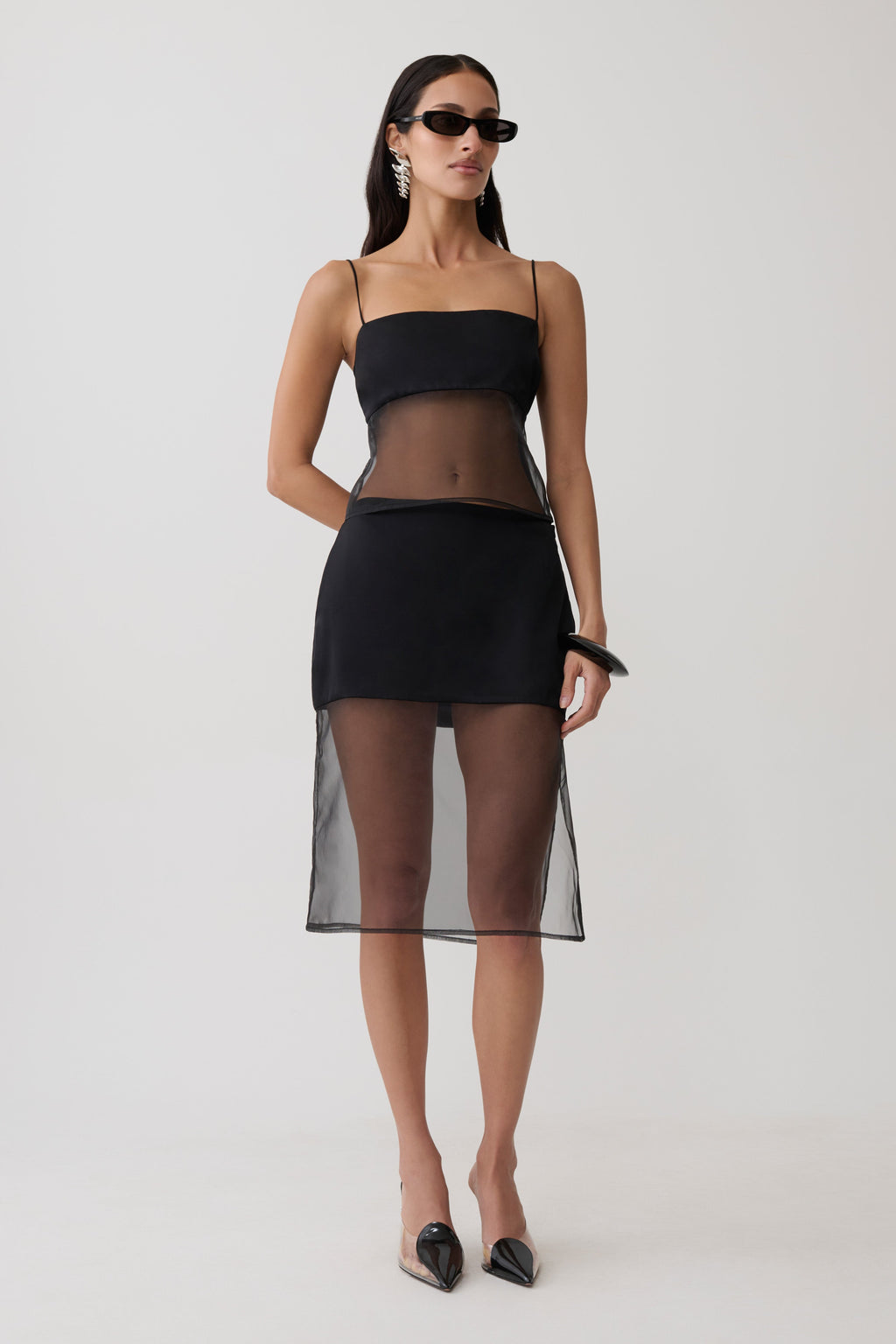 Sheer Midi Skirt - Black