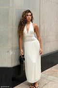 Cowl Halter Midi Dress - Ivory