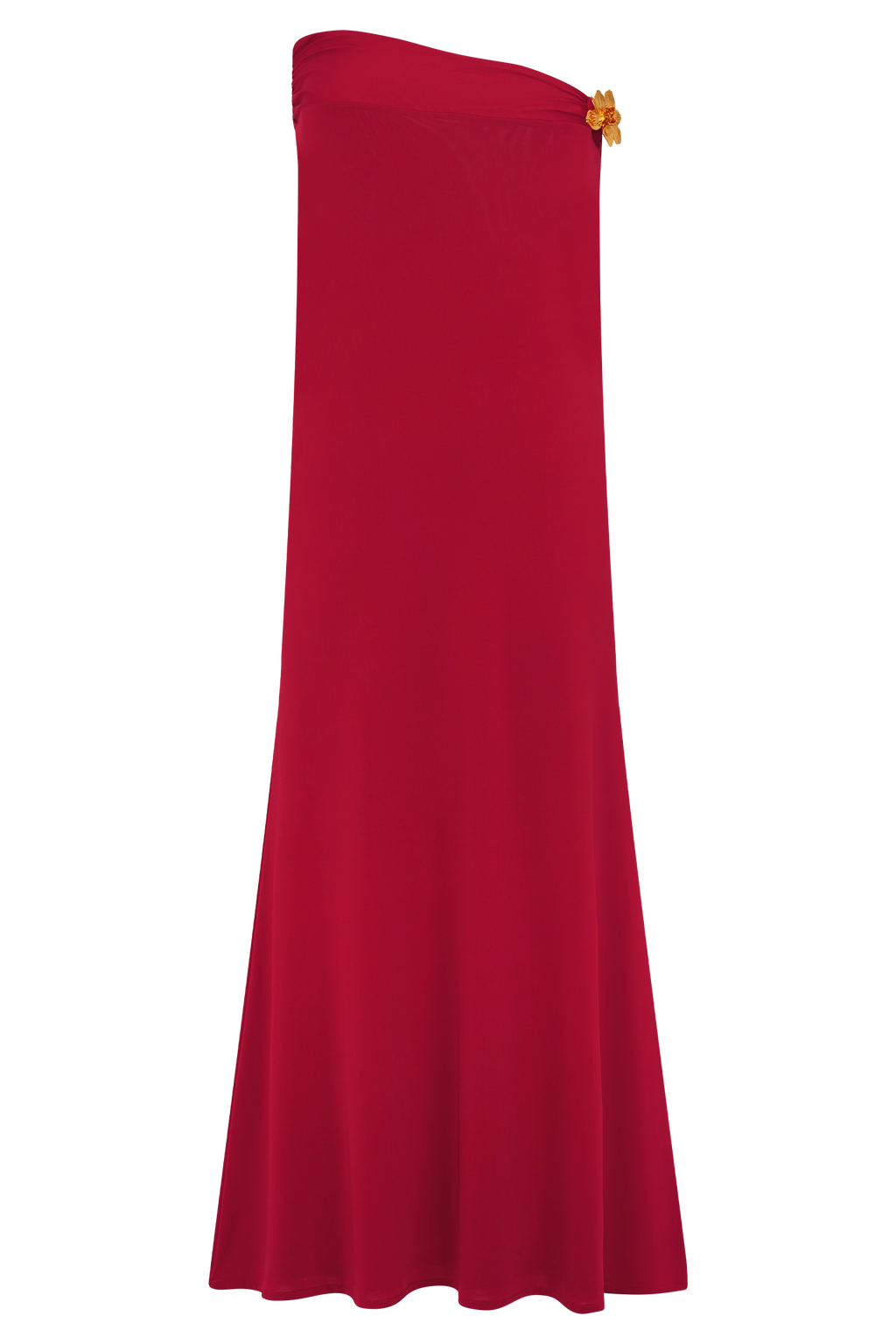 Asymmetrical Maxi Skirt With Floral Hardware - Fuchsia Pink