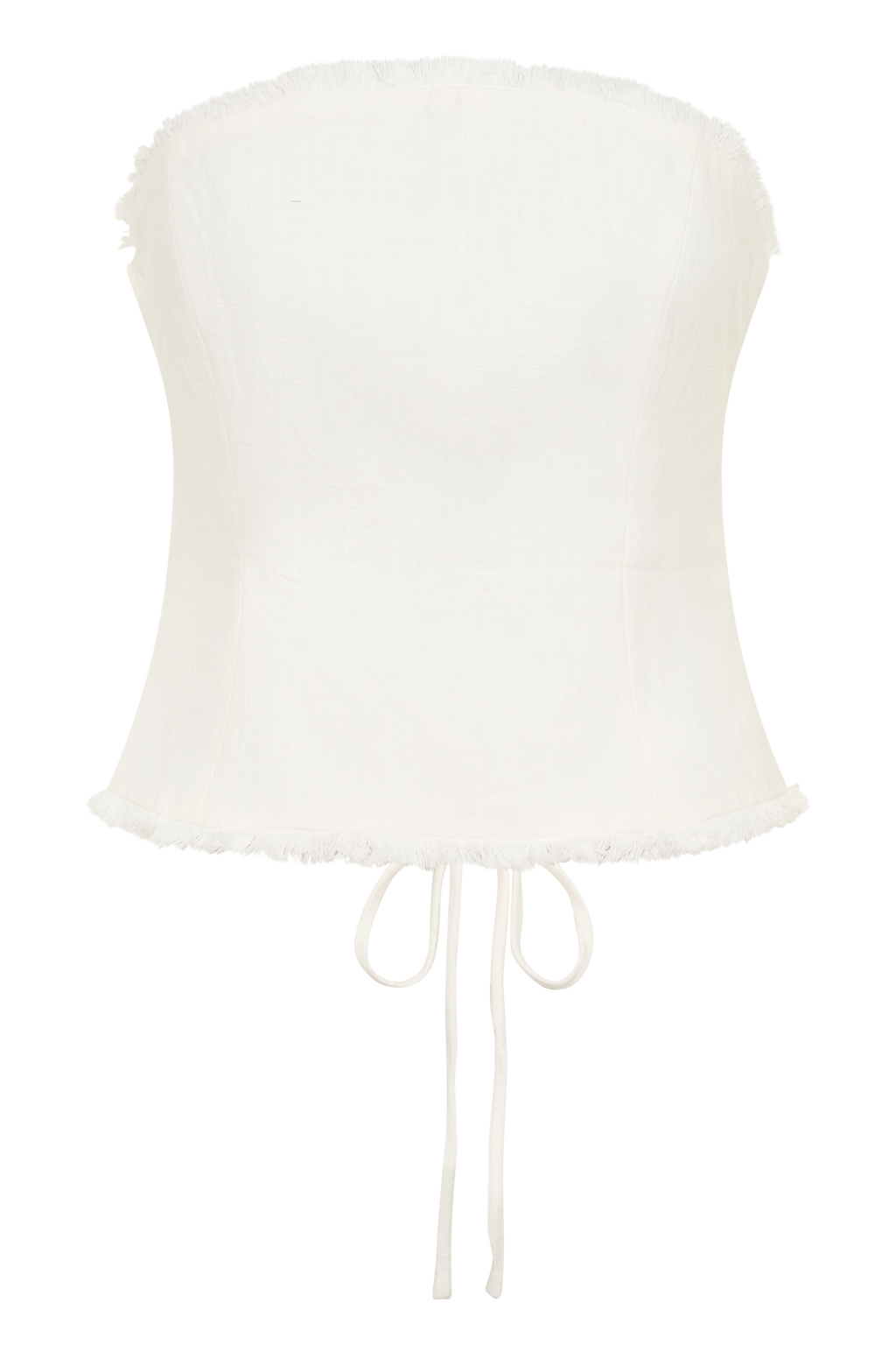 Strapless Tie Back Linen Top - White