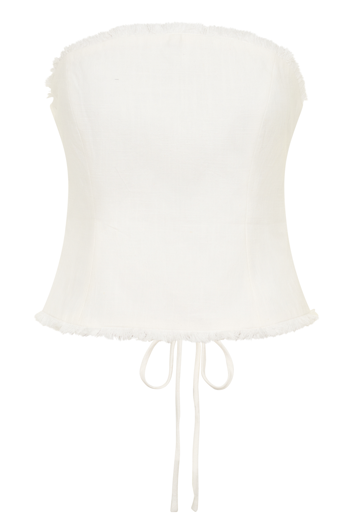 Strapless Tie Back Linen Top - White