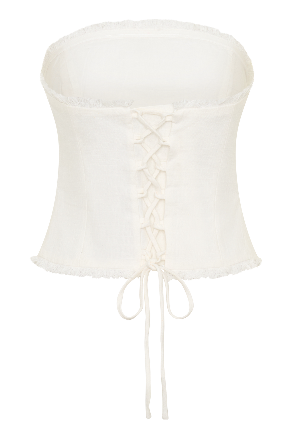 Strapless Tie Back Linen Top - White