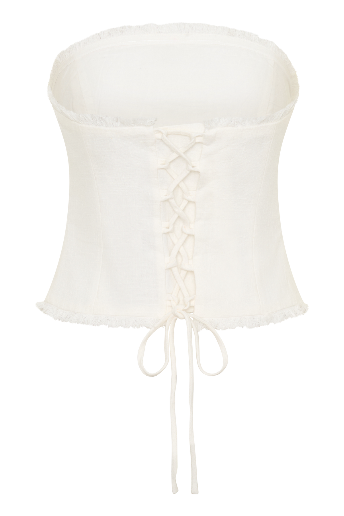 Strapless Tie Back Linen Top - White