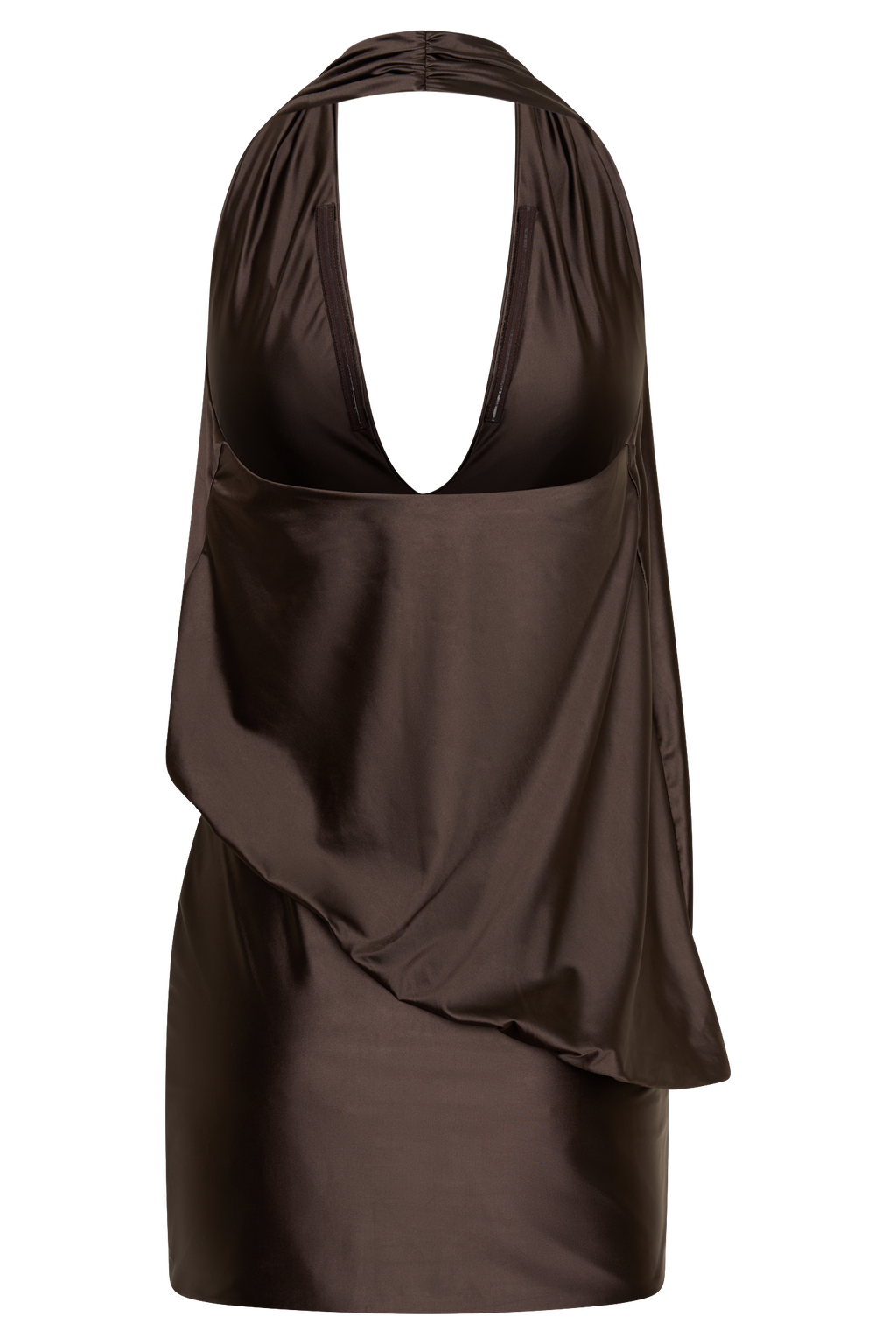 Draped Halter Mini Dress - Chocolate