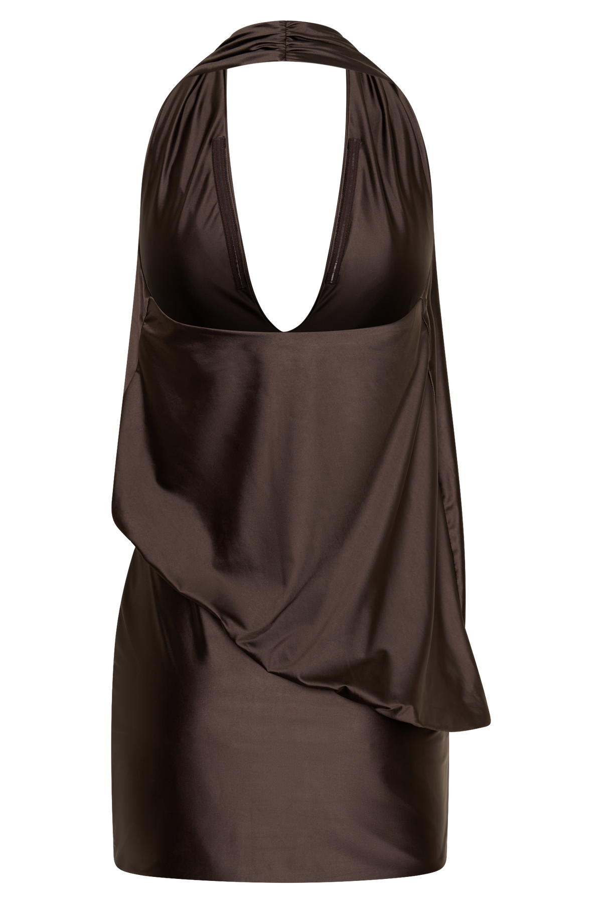 Draped Halter Mini Dress - Chocolate