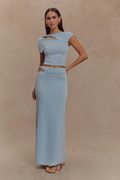 Slinky Twist Midi Skirt - Pale Blue