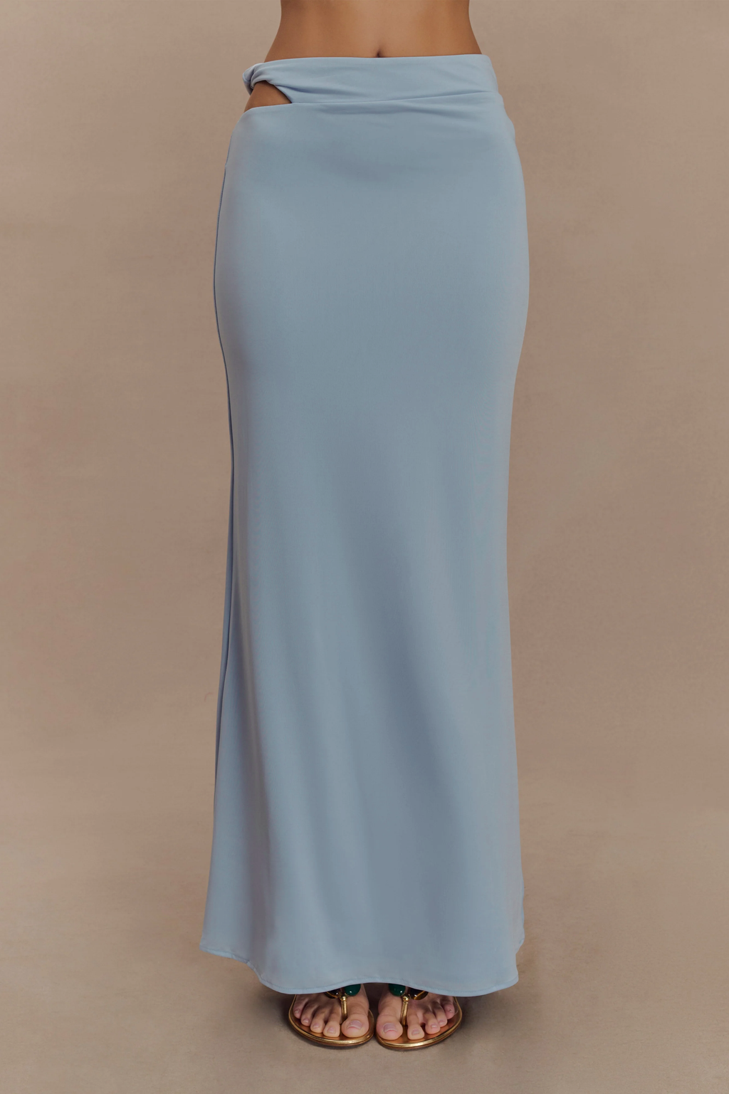 Slinky Twist Midi Skirt - Pale Blue