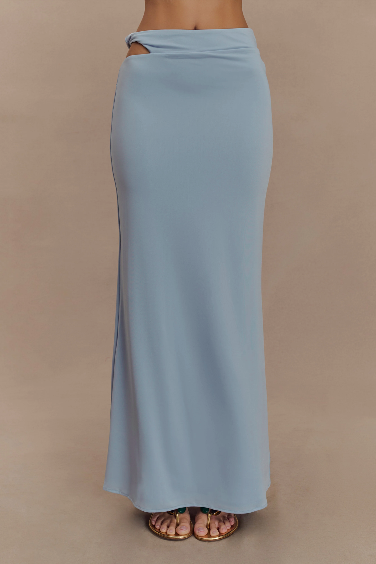 Slinky Twist Midi Skirt - Pale Blue