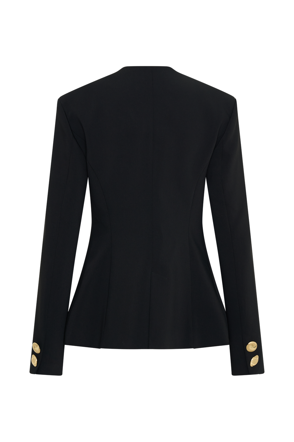 Mixed Button Blazer - Black