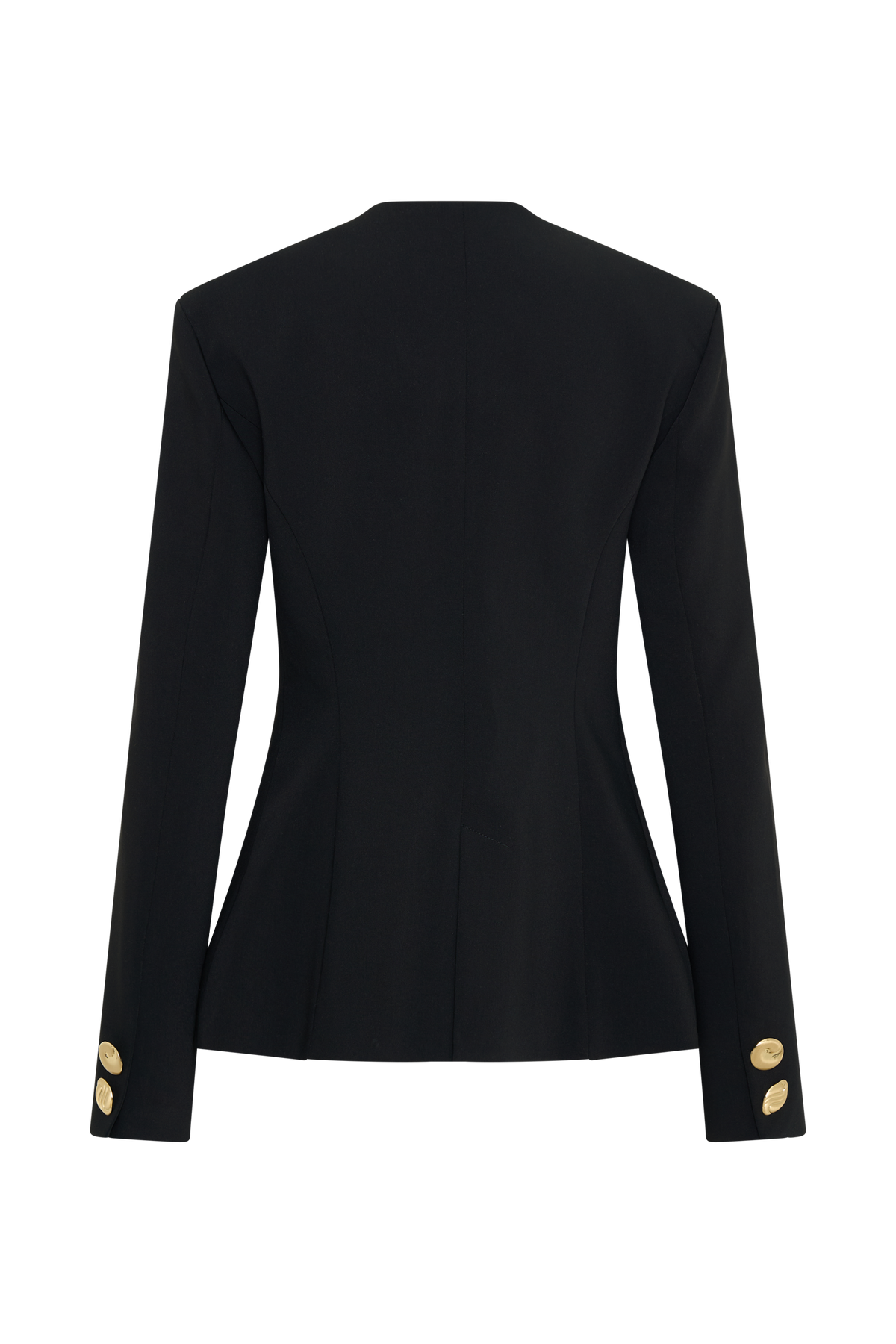 Mixed Button Blazer - Black