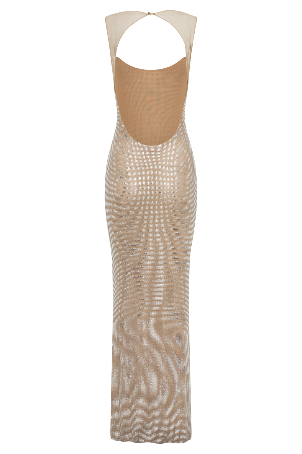Hot Fix Maxi Dress With Mesh Back - Nude