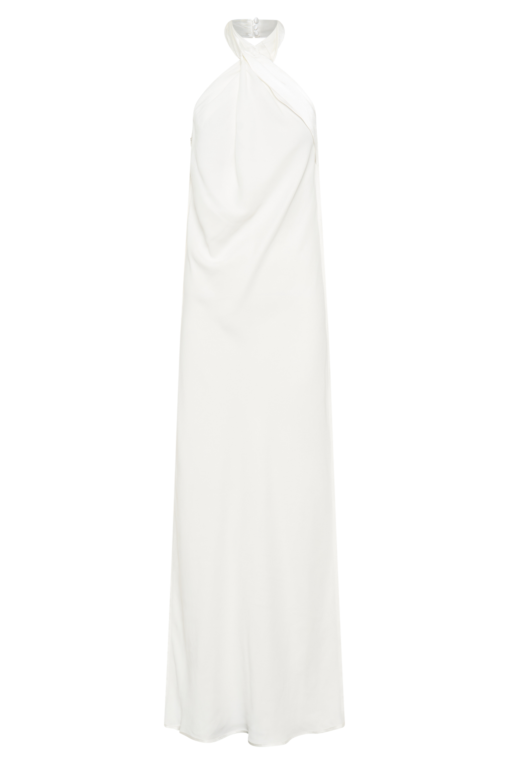 Halter Satin Gown - White