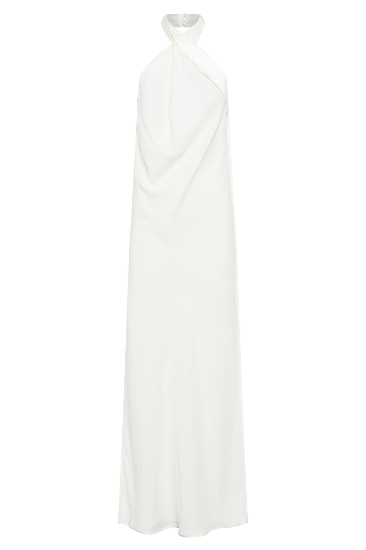 Halter Satin Gown - White