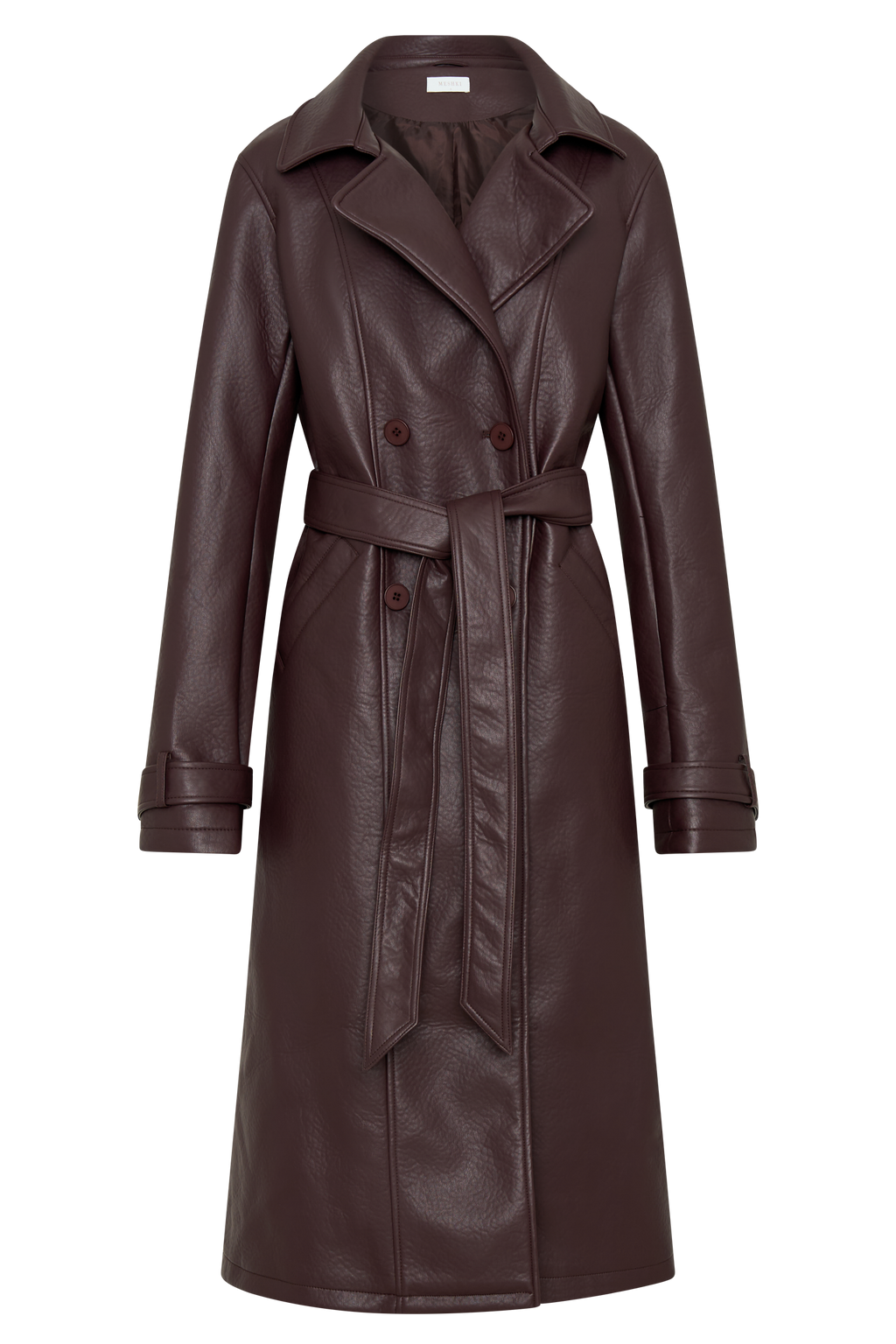 Faux Leather Trench Coat - Cacao Brown