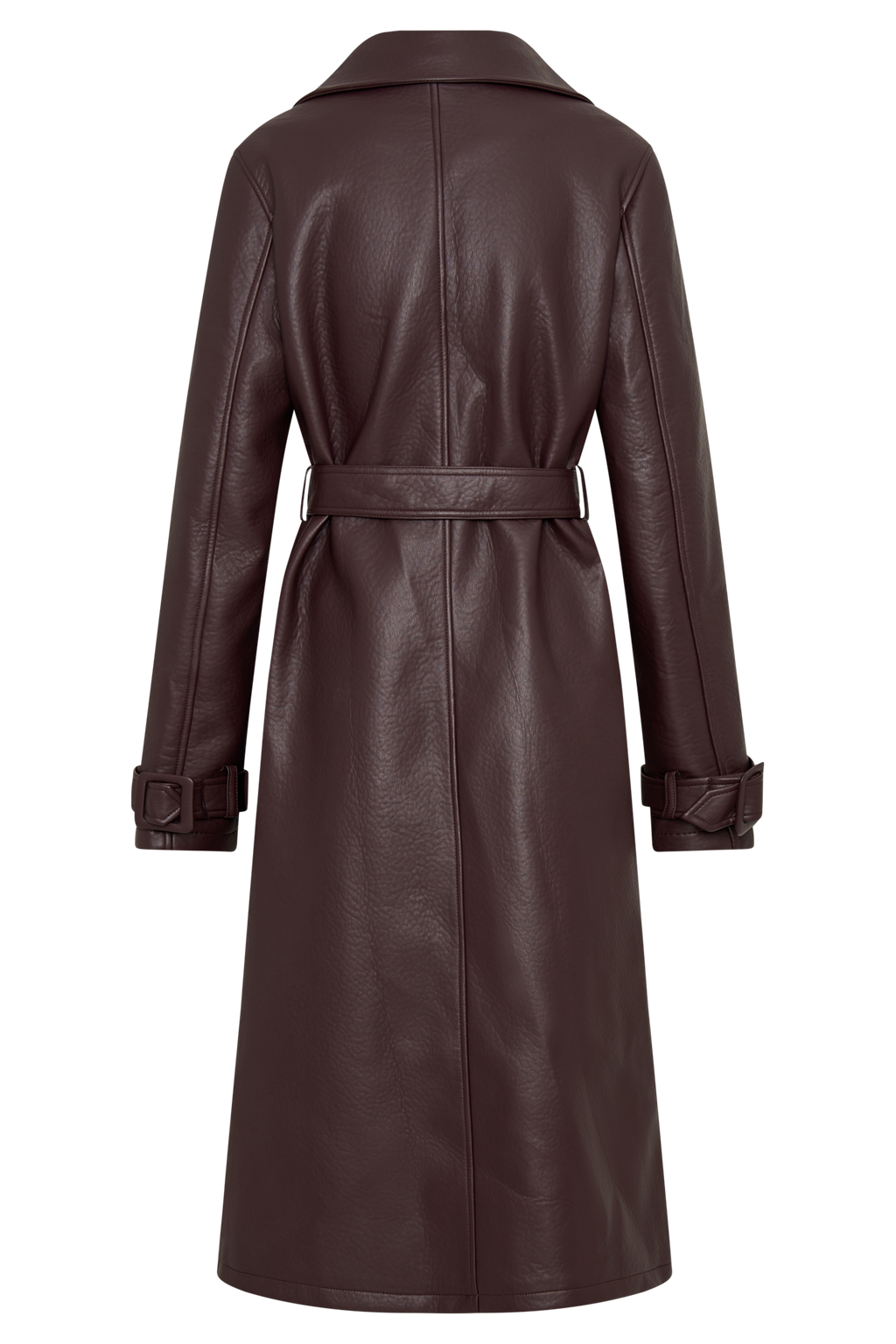 Faux Leather Trench Coat - Cacao Brown