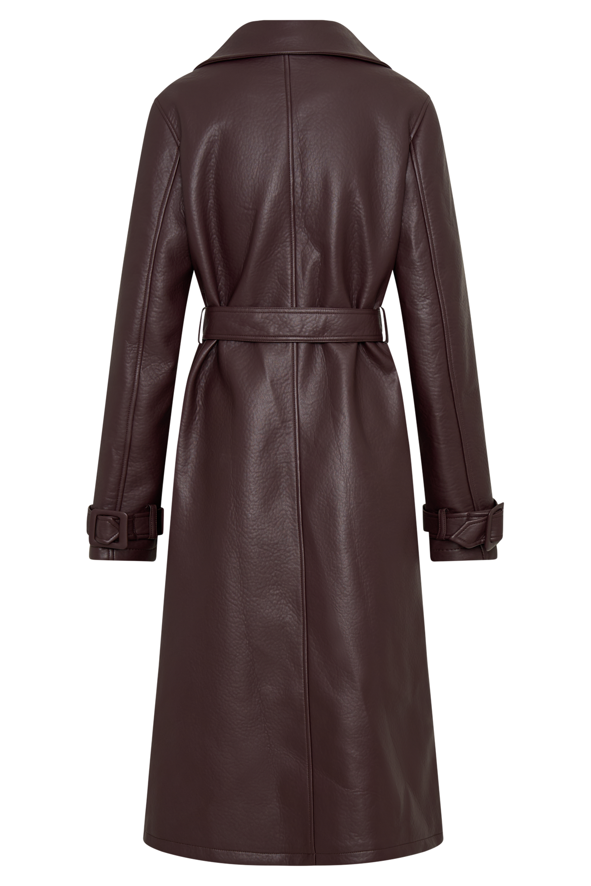 Faux Leather Trench Coat - Cacao Brown