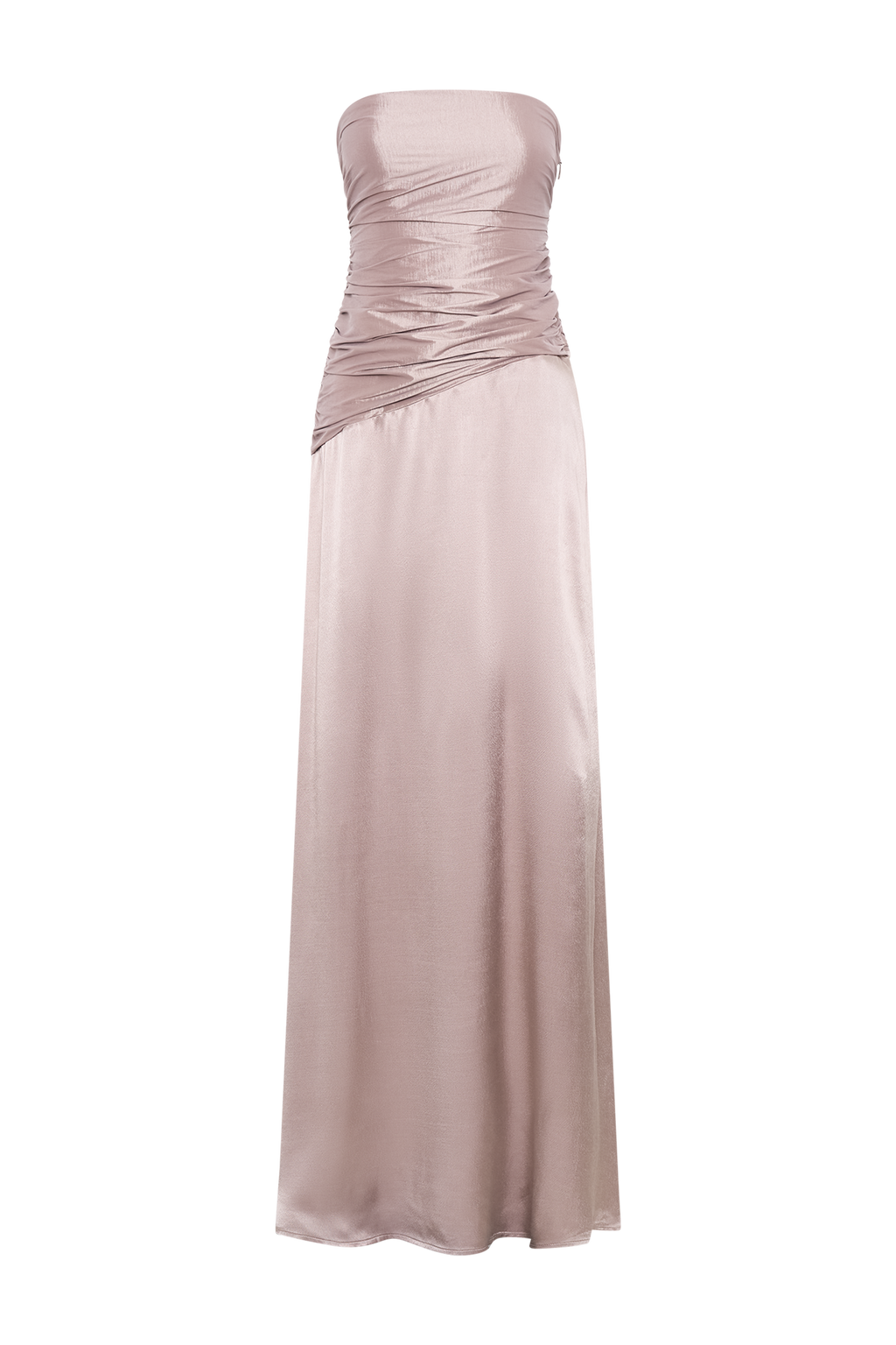 Strapless Taffeta Maxi Dress - Bronze Taupe