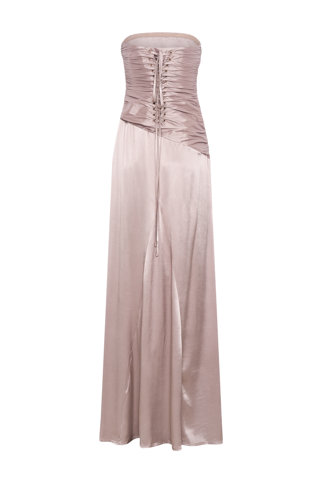 Strapless Taffeta Maxi Dress - Bronze Taupe