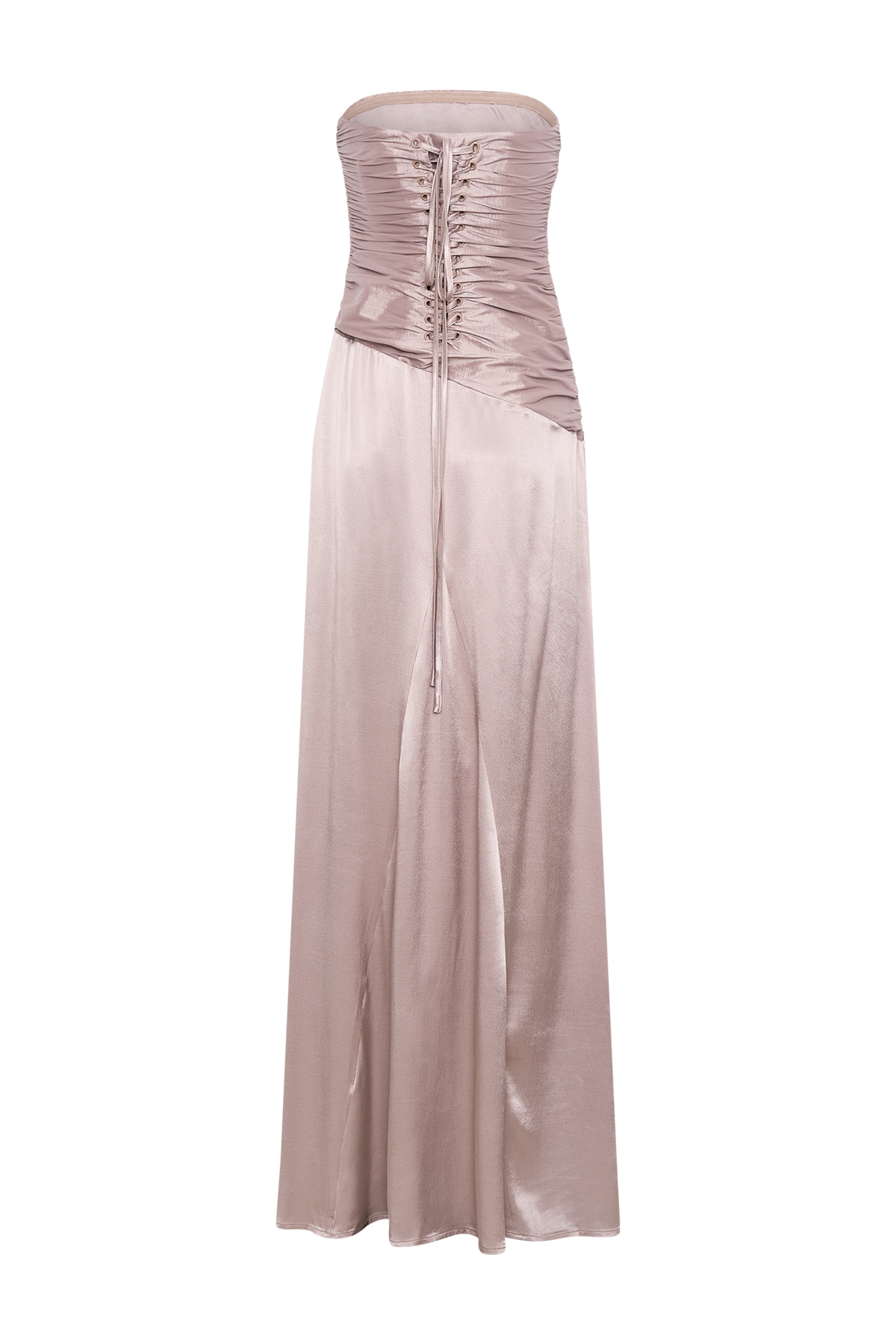 Strapless Taffeta Maxi Dress - Bronze Taupe