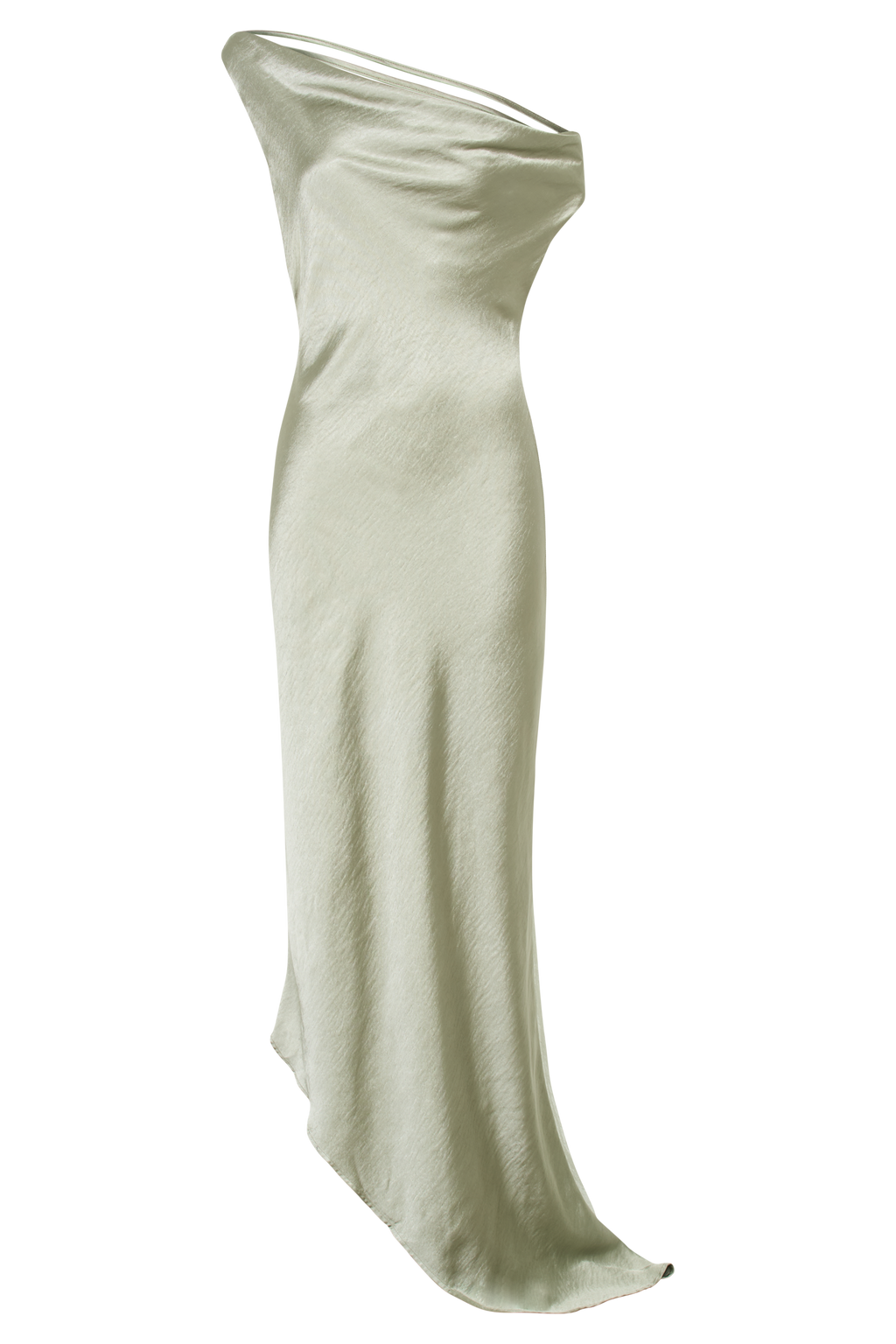Slip Maxi Dress With Asymmetrical Hem - Sage