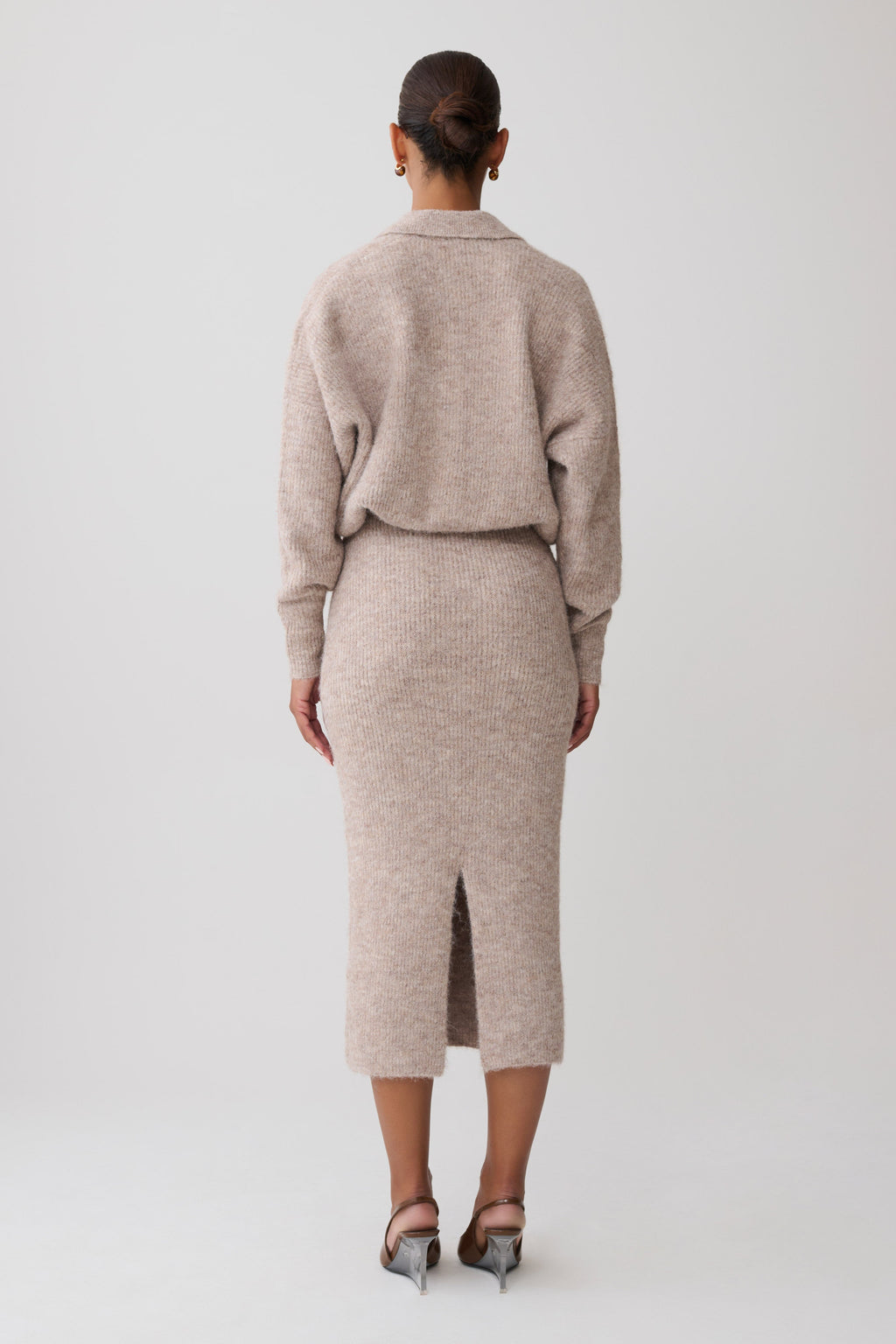 Long Sleeve Midi Knit Dress - Oat Marle