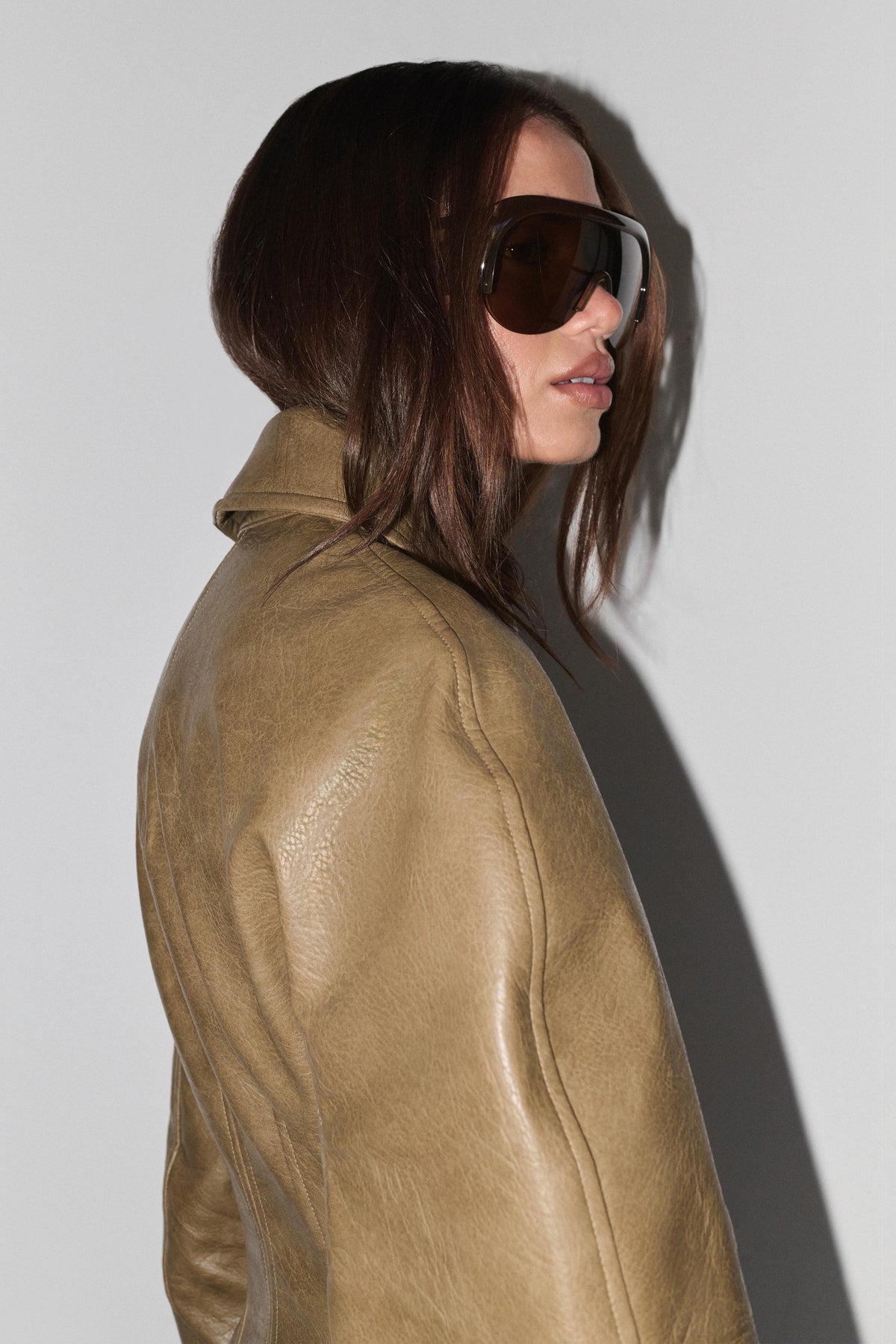 Faux Leather Mini Dress - Khaki