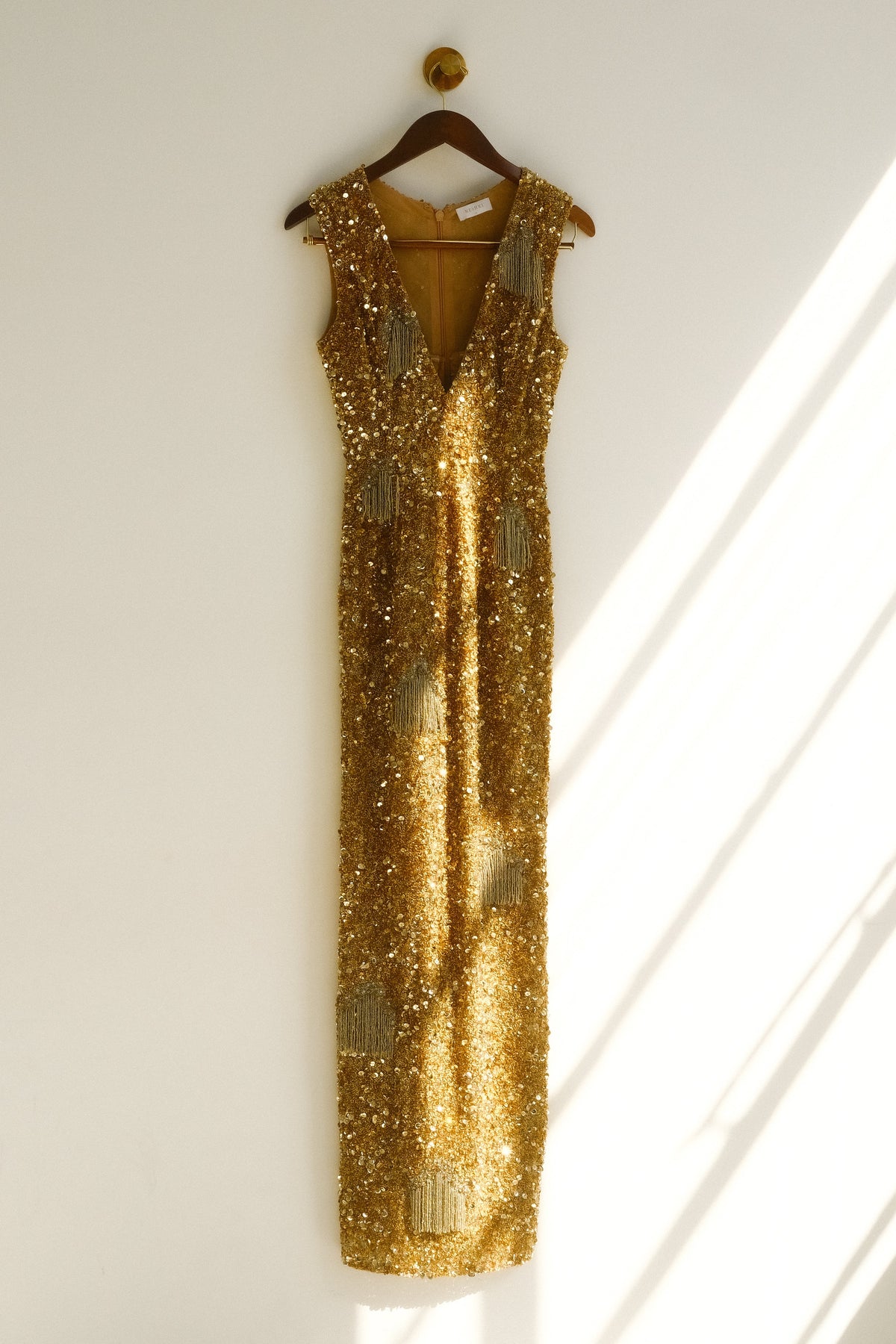 Hand Embellished Maxi Dress - Gold