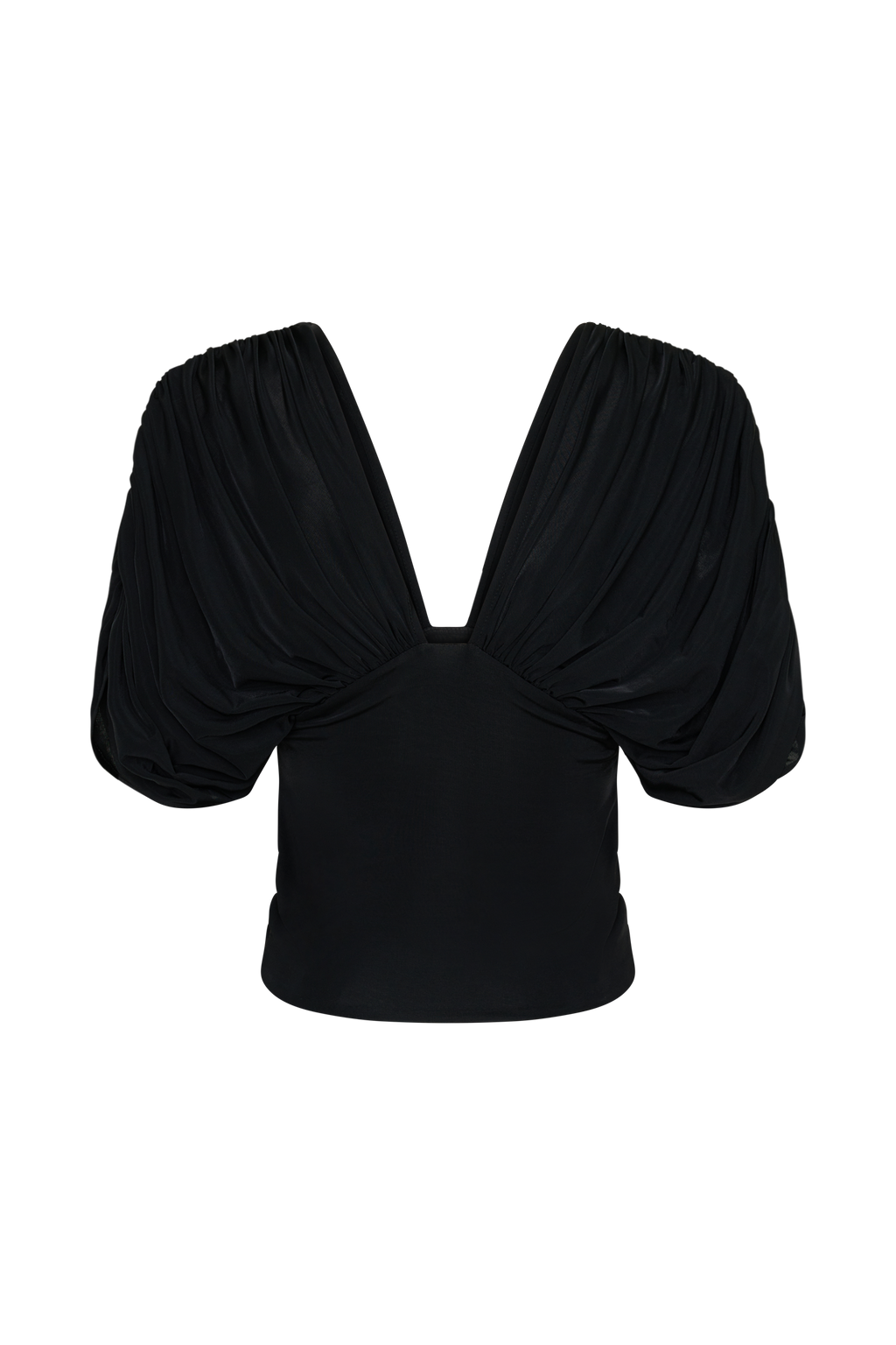 Gathered Bodice Top - Black