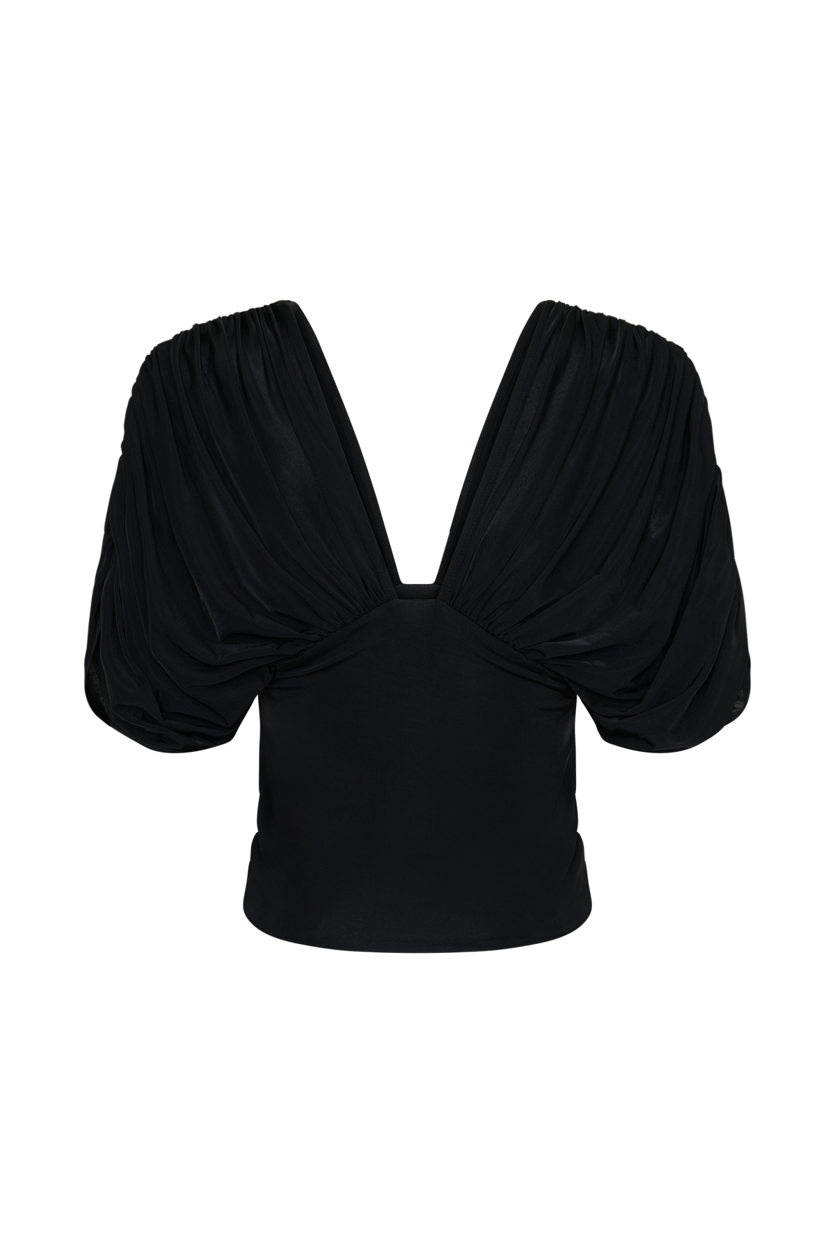 Gathered Bodice Top - Black