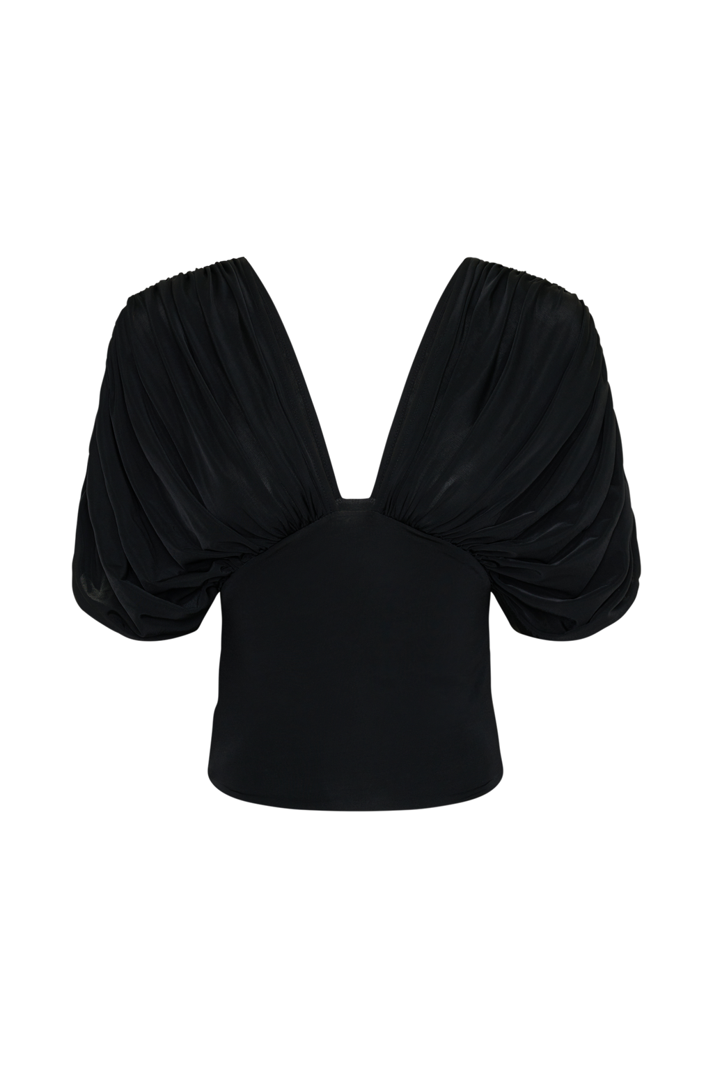 Gathered Bodice Top - Black