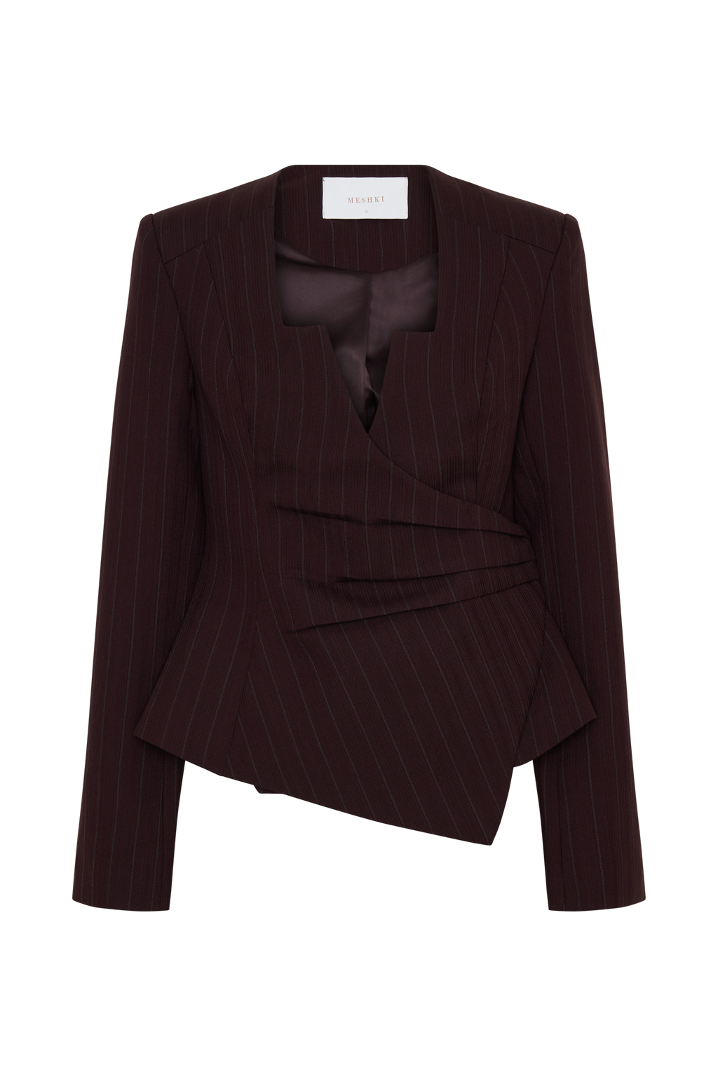 Square Neck Blazer - Plum Pinstripe