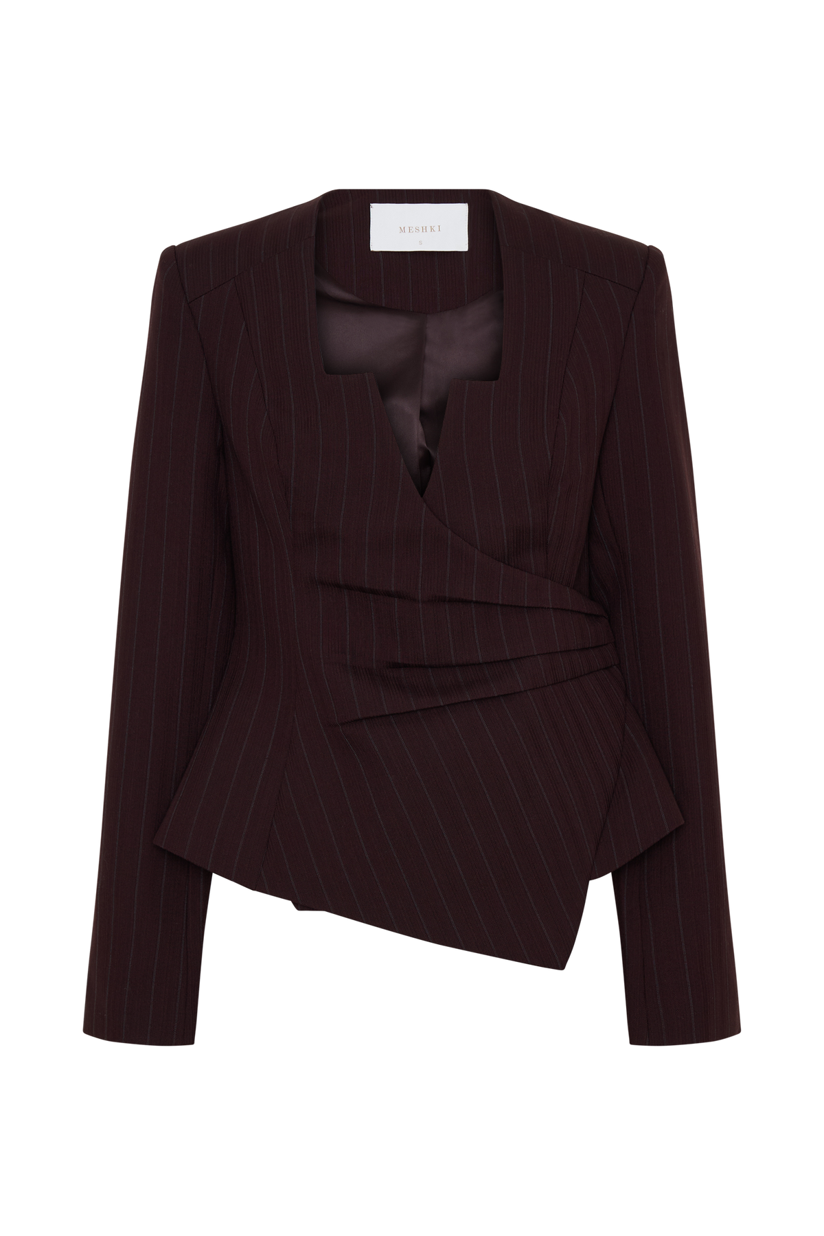 Square Neck Blazer - Plum Pinstripe