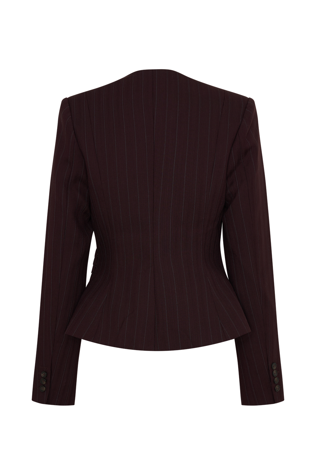 Square Neck Blazer - Plum Pinstripe