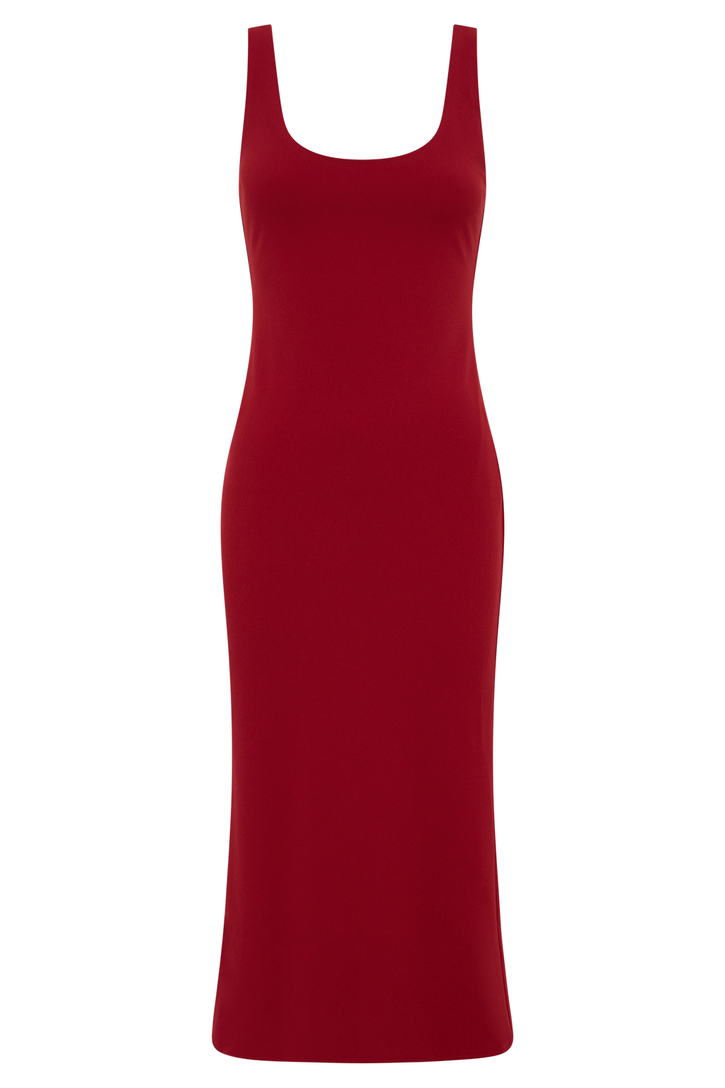 Scoop Stretch Crepe Midi Dress - Red