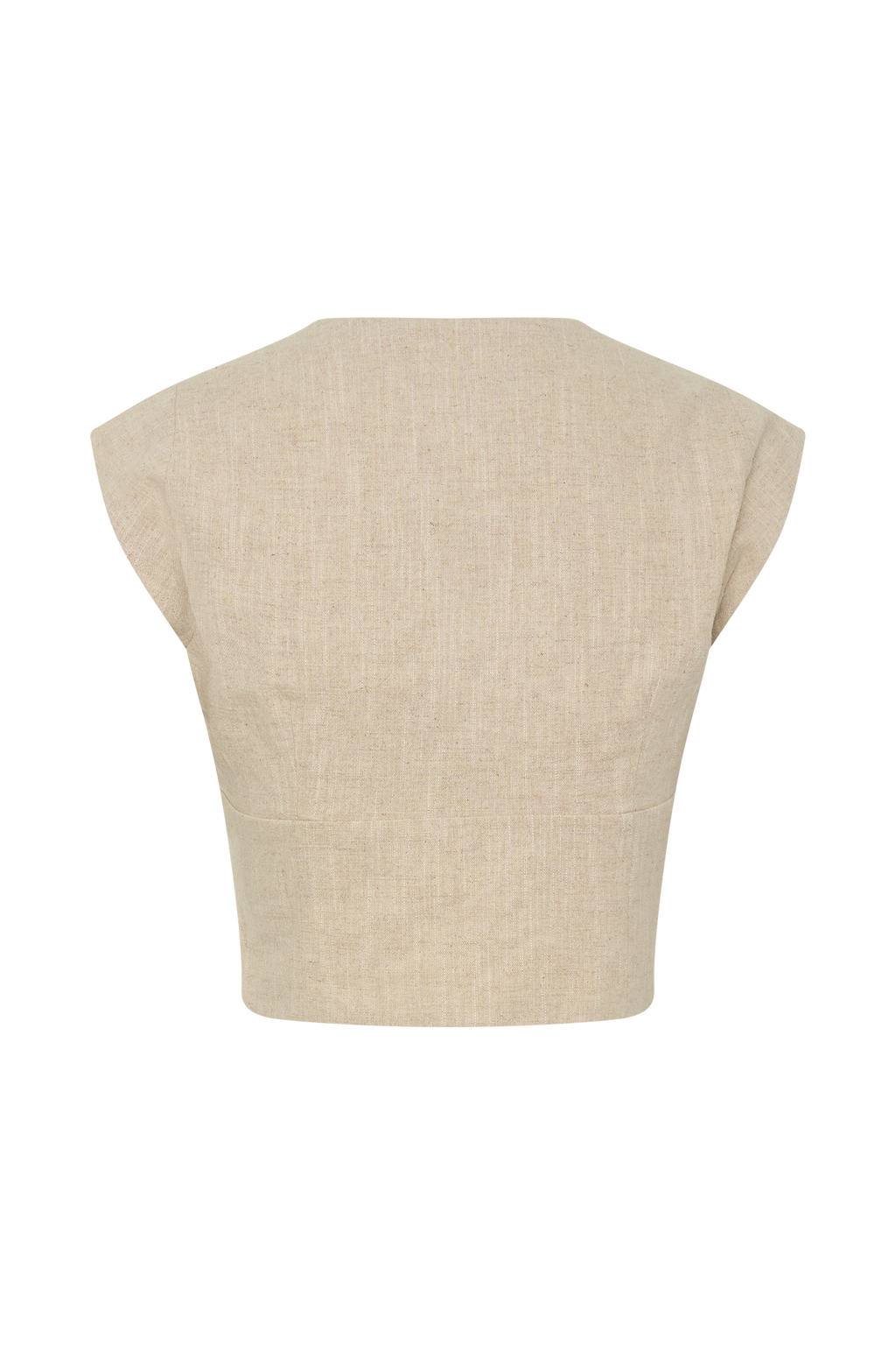 Linen Front Bows Short Sleeve Top - Natural