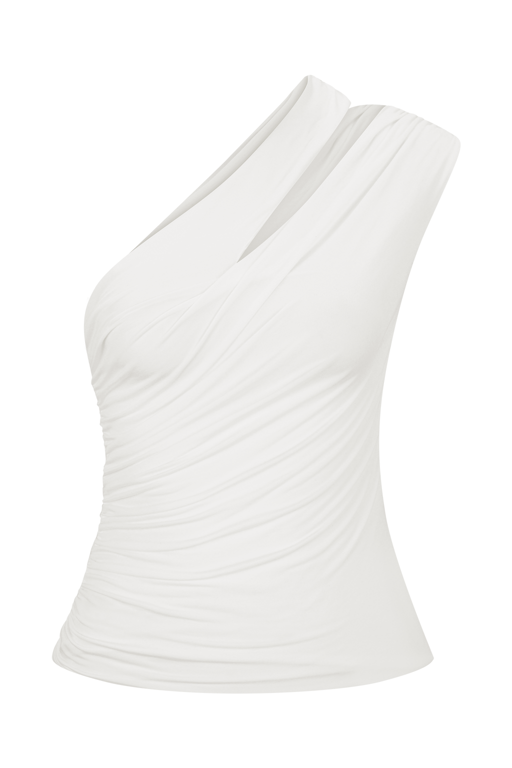 One Shoulder Modal Top - White