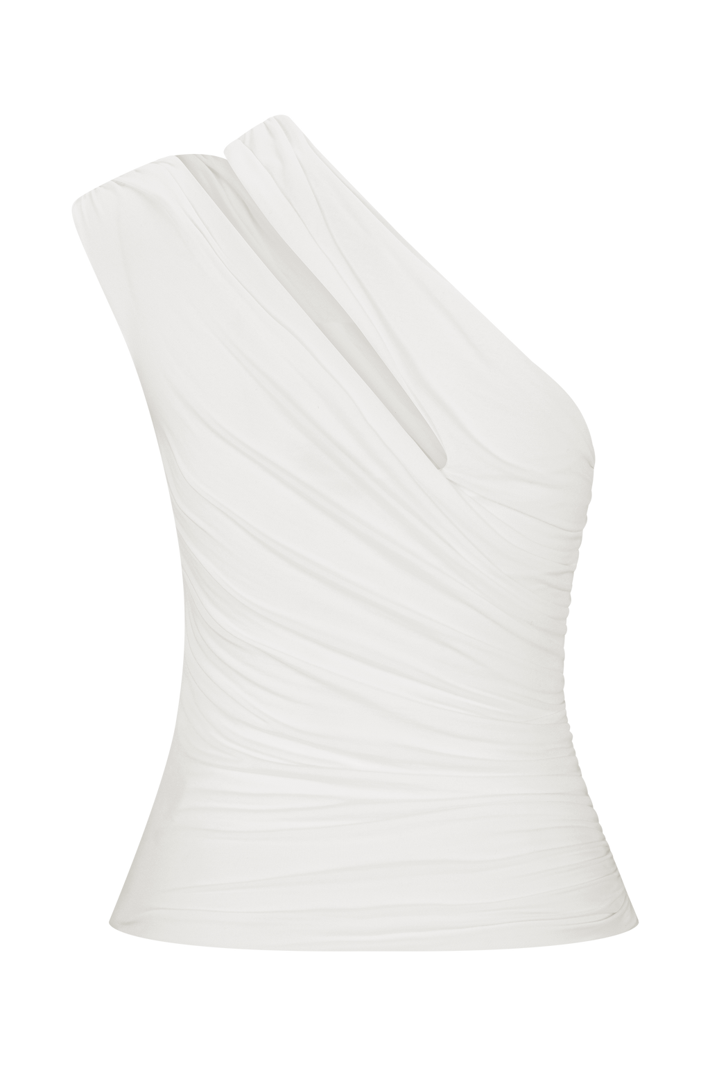 One Shoulder Modal Top - White