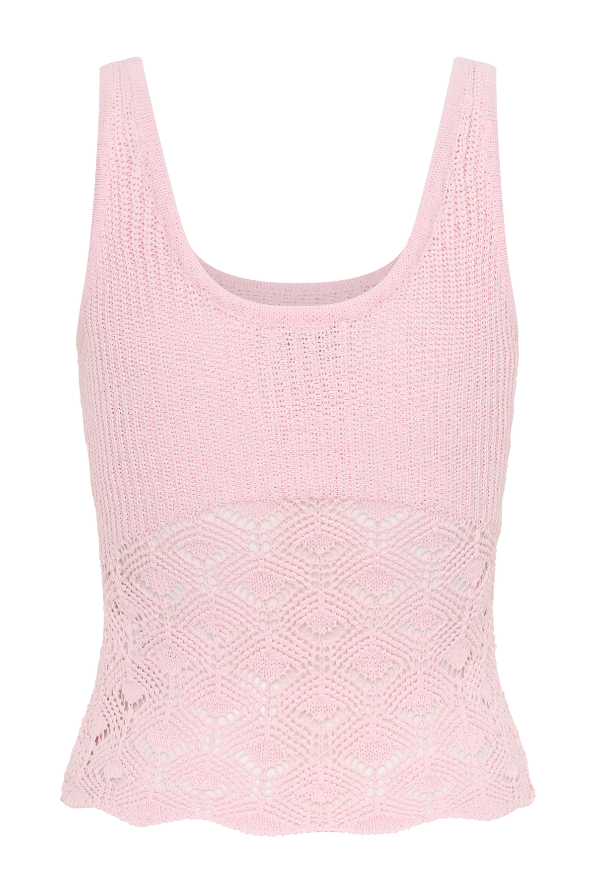 Crochet Knit Top - Baby Pink