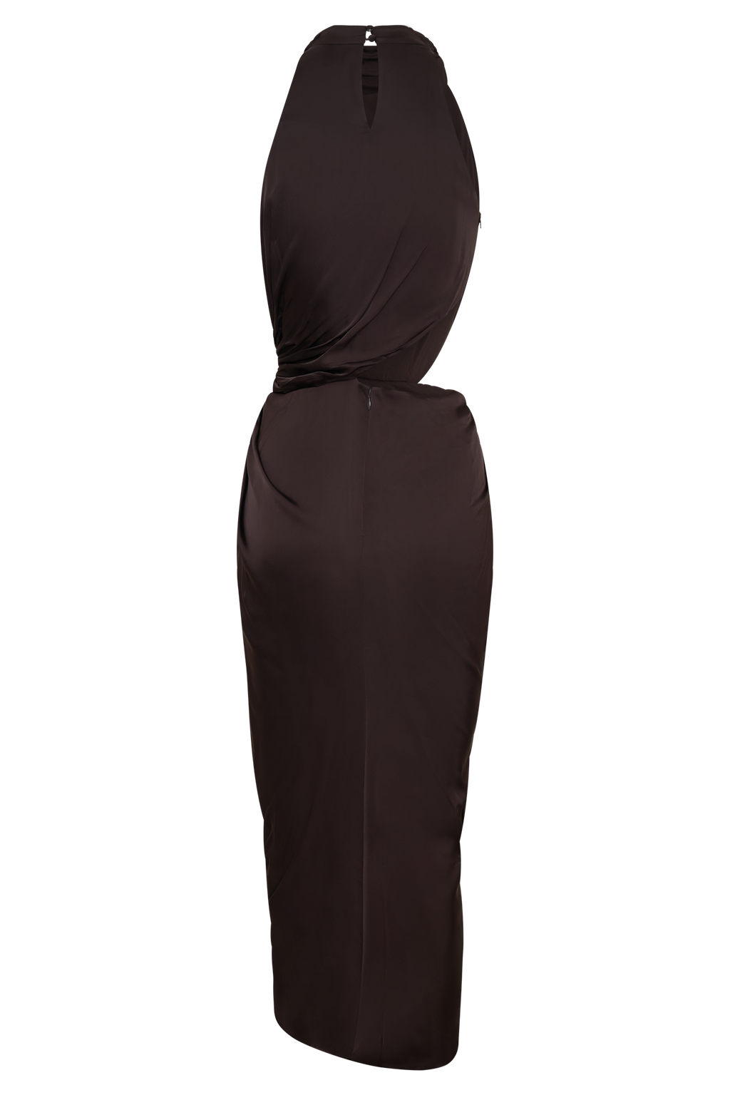 Draped Halter Midi Dress - Dark Chocolate
