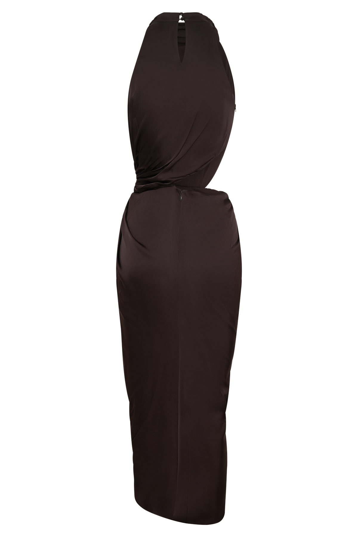 Draped Halter Midi Dress - Dark Chocolate